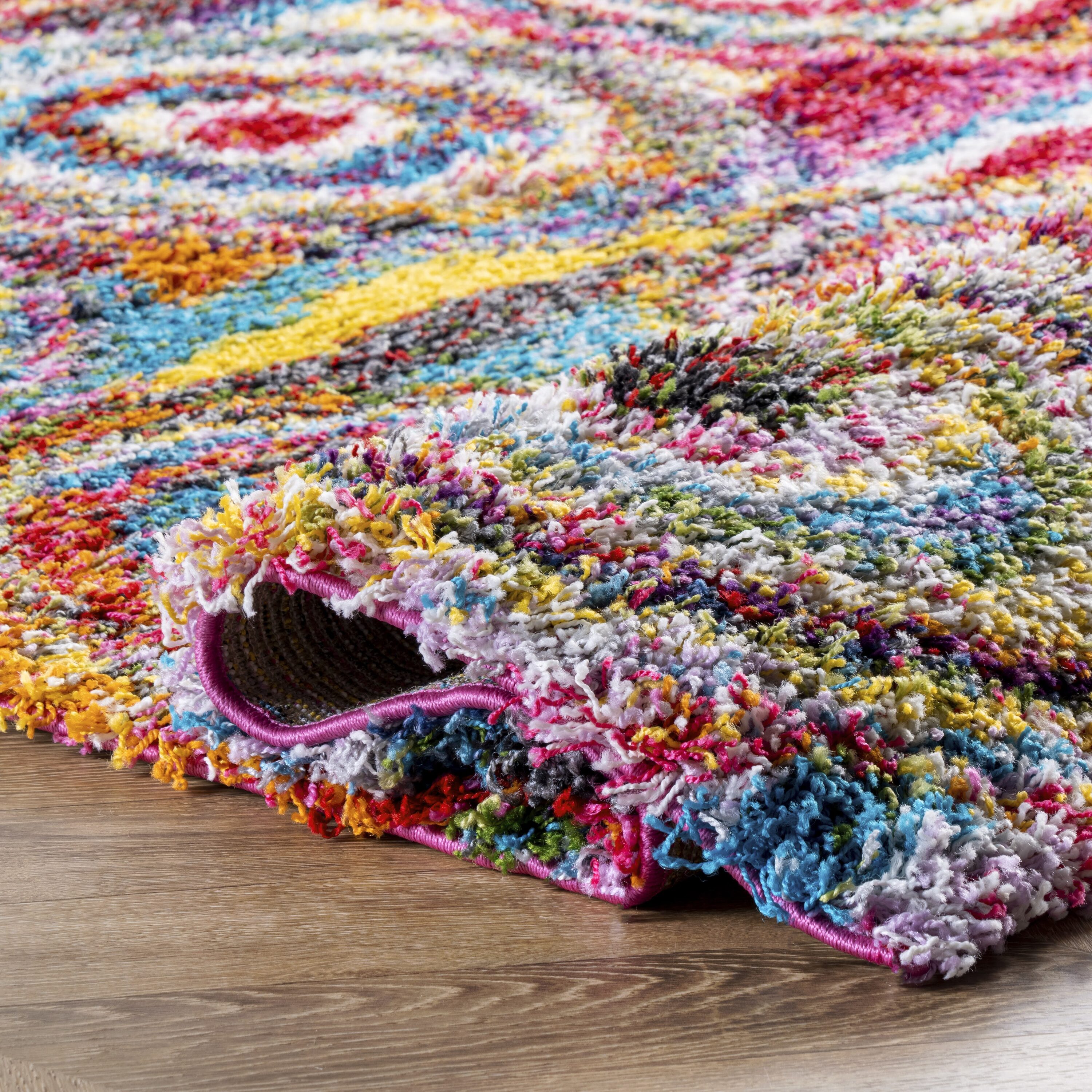 Kindra Multicolor Abstract Circle Shag 4' x 6' Rug