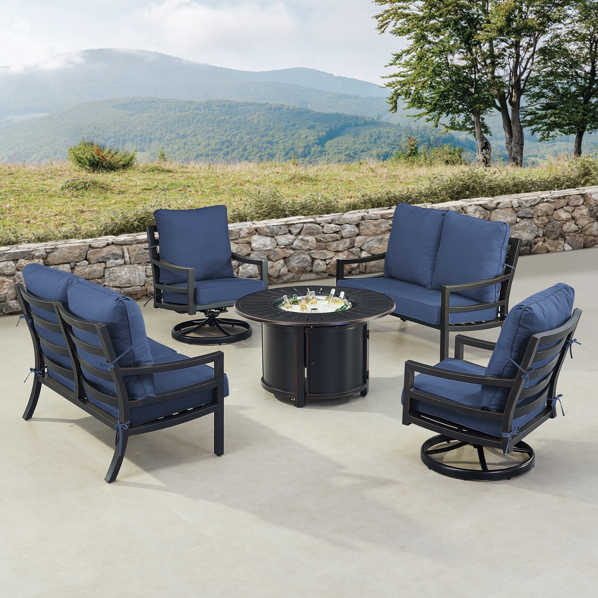 Oakland Living HUDSON2LS2CHNOBUBLCU Patio-Conversation-Sets - View #3