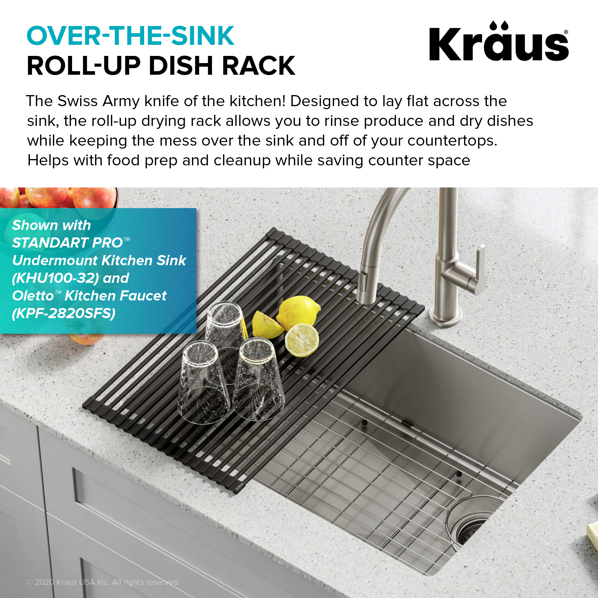 Kraus 12.75-in x 20.5-in Silicone Sink Mat in the Sink Grids