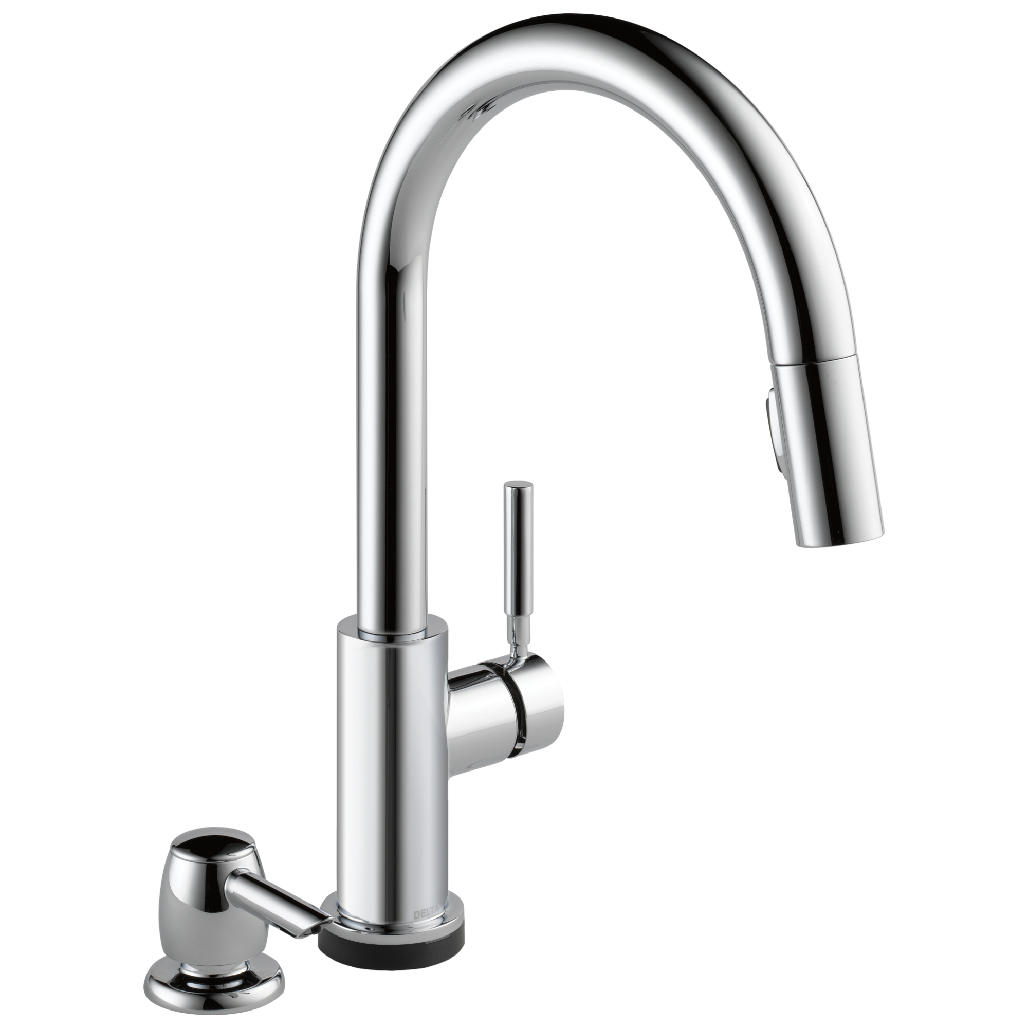 Trask Touch2O Chrome Single Handle Pull-down Touch Kitchen Faucet with Deck Plate and Soap Dispenser Included | - Delta 19933T-SD-DST