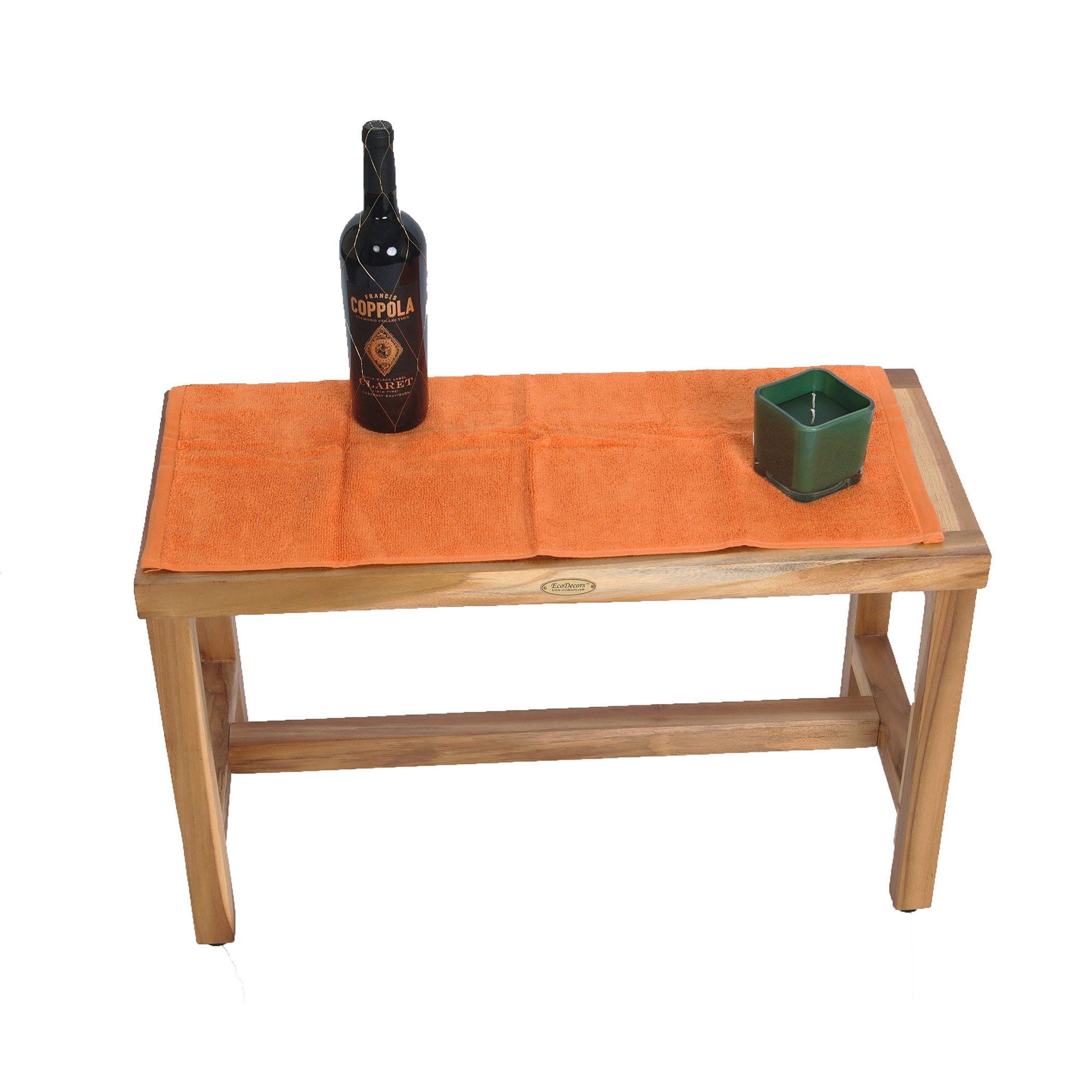 EcoDecors EarthyTeak 30" Solid Teak Wood Shower Bench