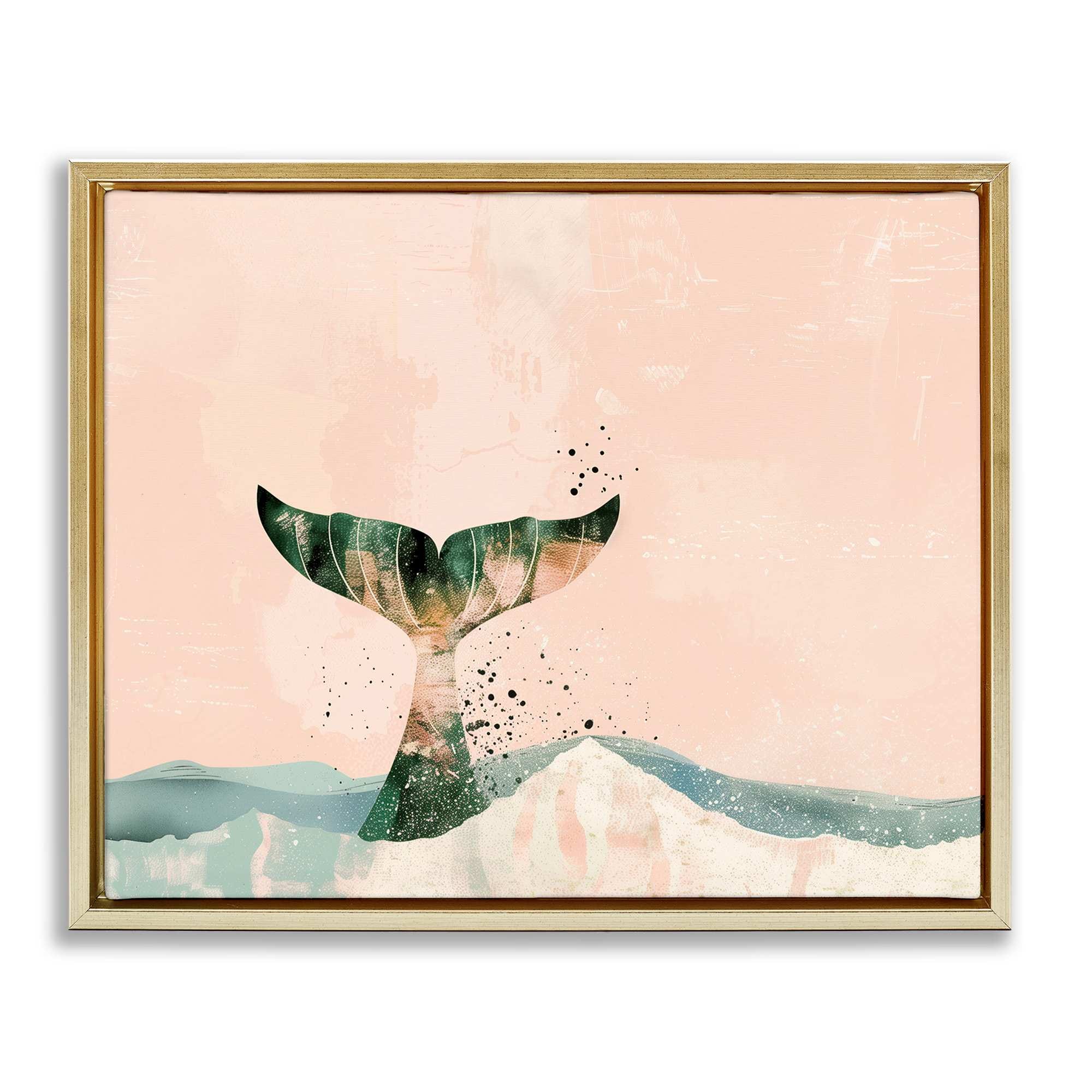 Stupell Industries BT-699-FFG-16X20 Pink Abstract Whale Tail Floating Frame design by Arlington Prints