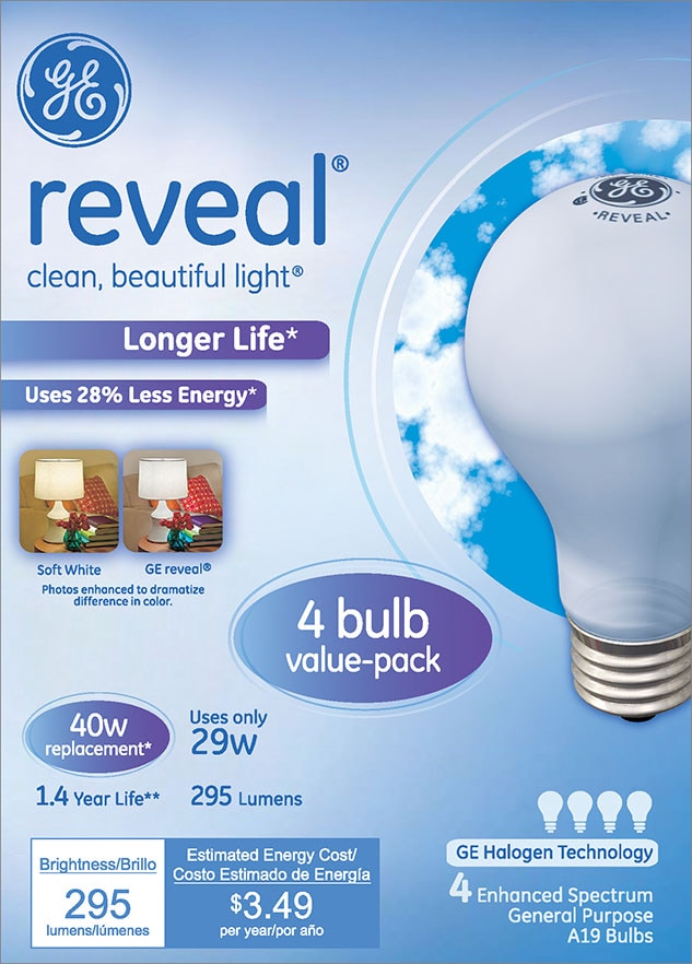 GE Reveal 40-Watt EQ A19 Color-enhancing Medium Base (E-26) Dimmable ...