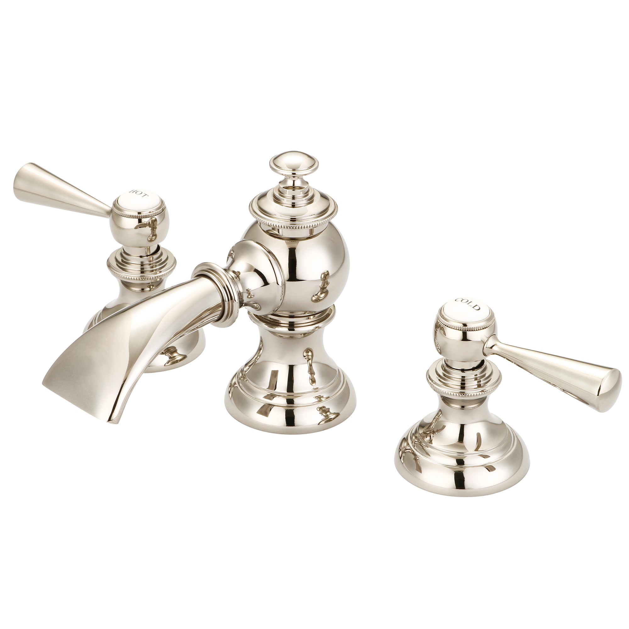 Water Creation F2-0013-05-TL F2 Polished Nickel Widespread 2-handle Low-arc Commercial/Residential Handle Bathroom Sink Faucet with Drain