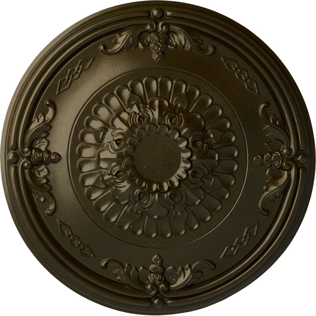 Ekena Millwork CM27ATGGS Athens 26.25-in W x 26.25-in L Painted Green Gold Polyurethane Whole Ceiling Medallion