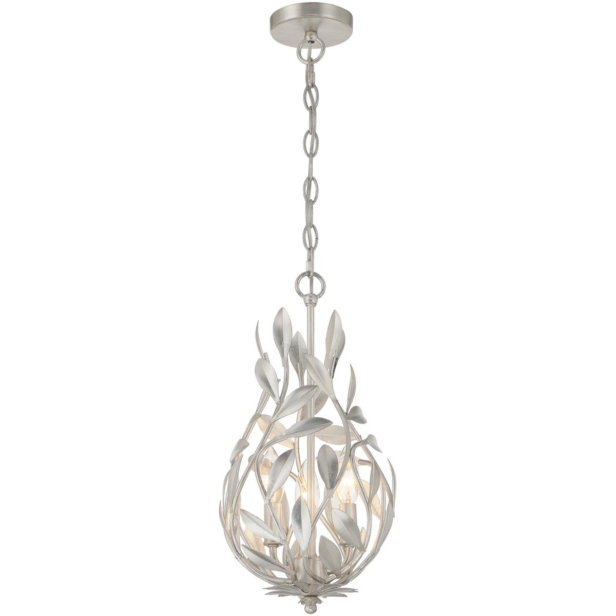 Crystorama  565-SA Broche 3 Light 9 inch Antique Silver Chandelier Ceiling Light