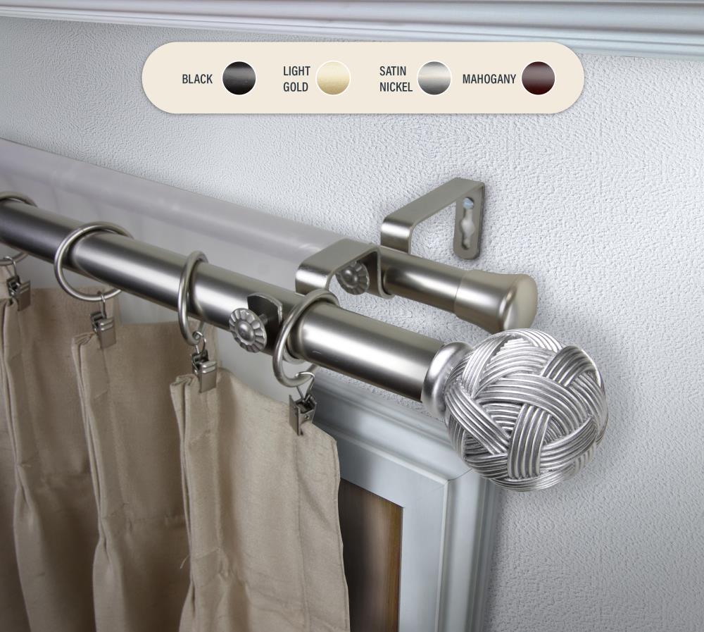 *Double Curtain Rod* 1" OD #10-62 choose from 4 colors and 5 sizes 28-240 inch 