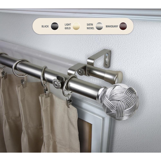 Hart Harlow 1 In Travis 160 To 240 Satin Nickel Steel Double Curtain Rod The Rods Department At Com - Curtain Rod That Extends From Wall