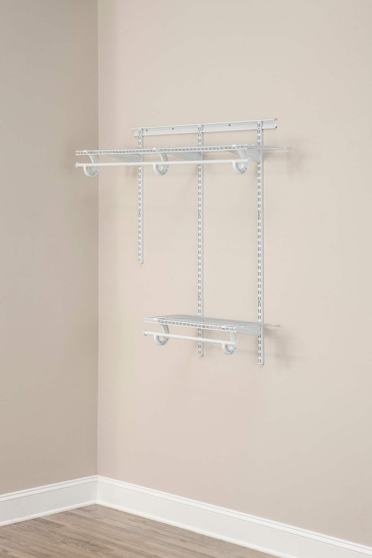  ClosetMaid 2087 ShelfTrack 2ft. to 4ft. Adjustable Closet  Organizer Kit, White : Home & Kitchen