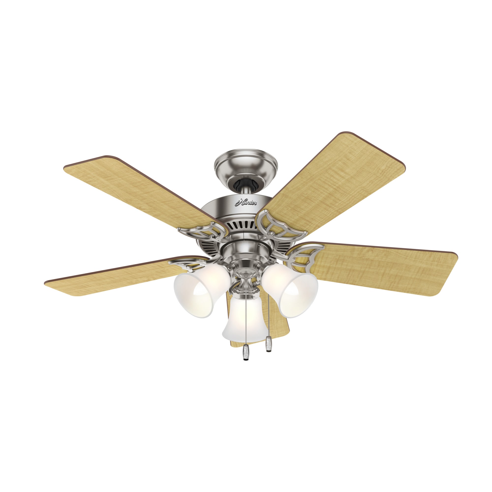 Brushed Nickel Ceiling Fan with Cherry and Maple Blades