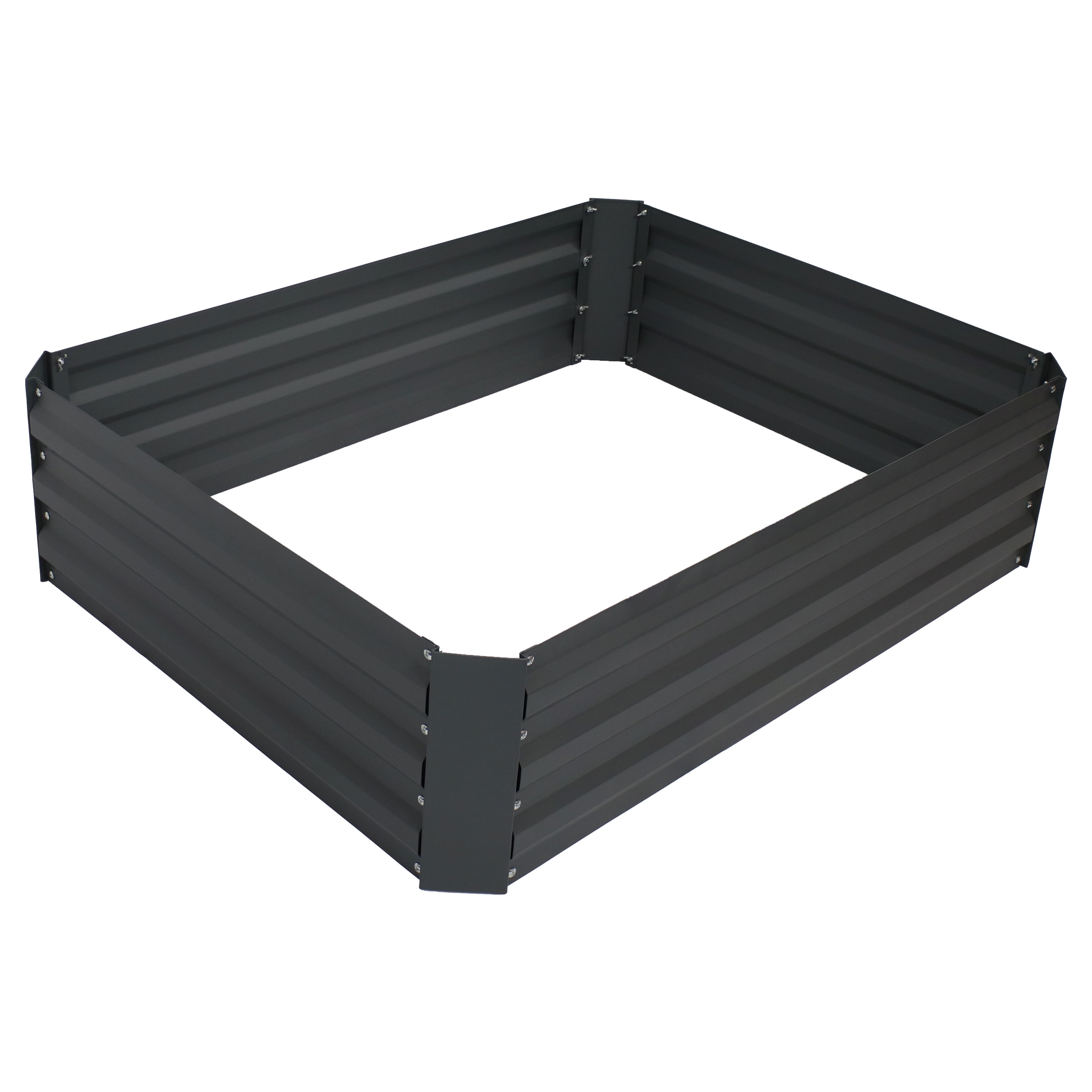 Gray Galvanized Steel 1' Tall Rectangle Raised Garden Bed