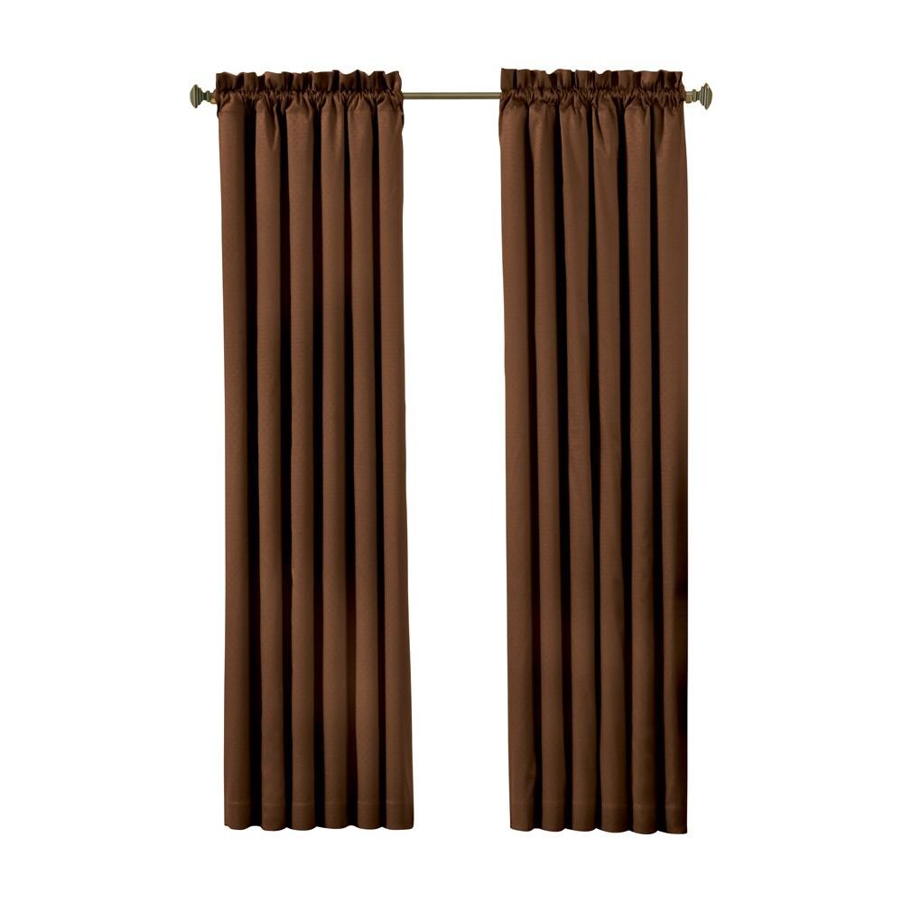 Eclipse 10299042X063CH 63-Inches Chocolate Blackout Rod pocket Single curtain panel