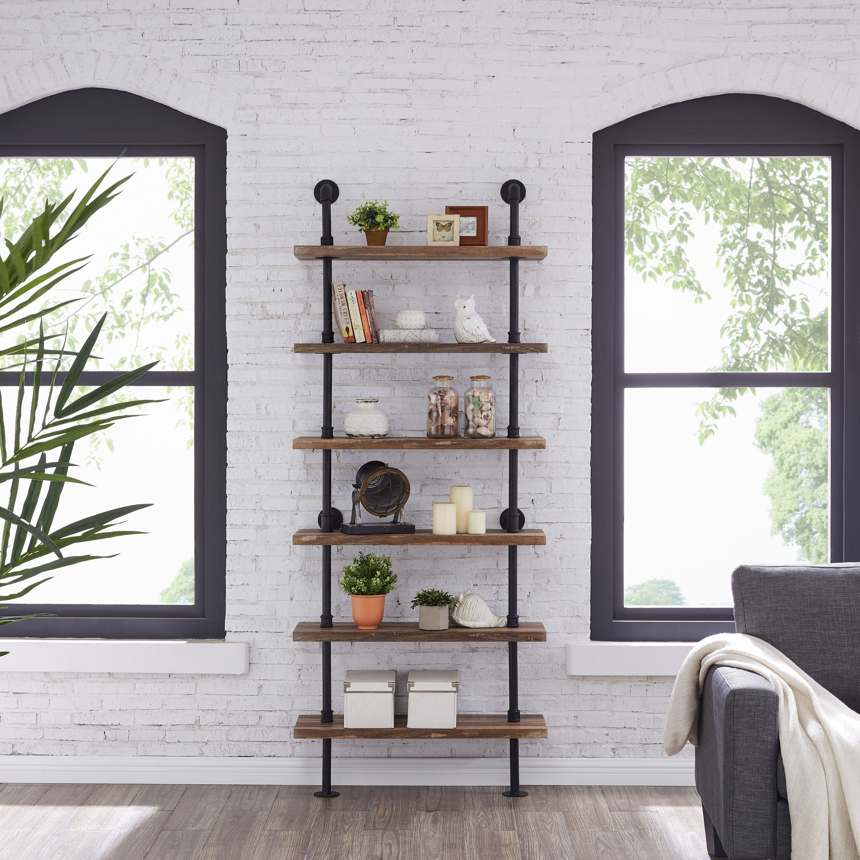 Danya B. Brown Tiered Shelf 31.5-in L X 9.75-in D (6 Decorative Shelves ...