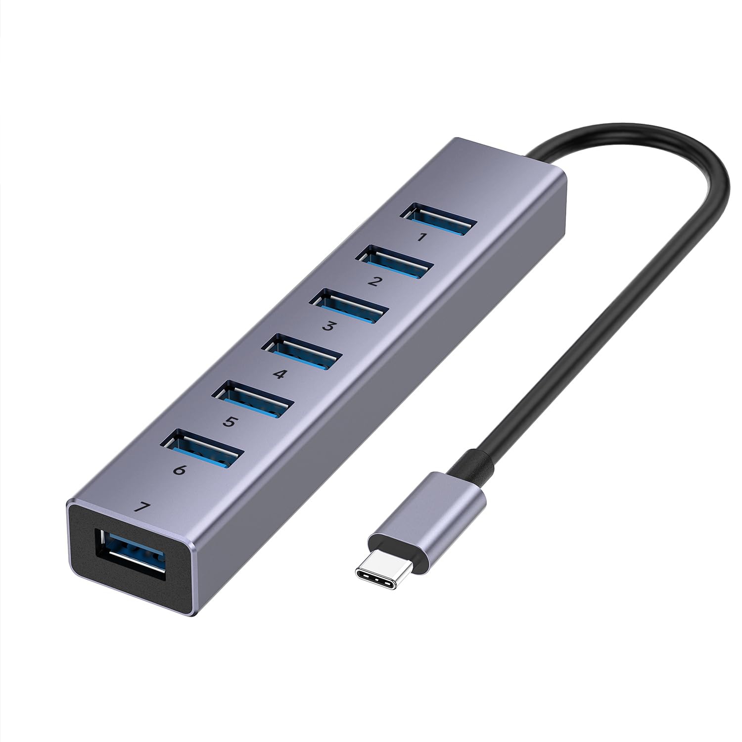 Etokfoks USB C to USB Hub 8 Port Adapter with 7 USB 3 0 Data Ports Aluminum Alloy Shell for Laptop PC #LET9H08VX