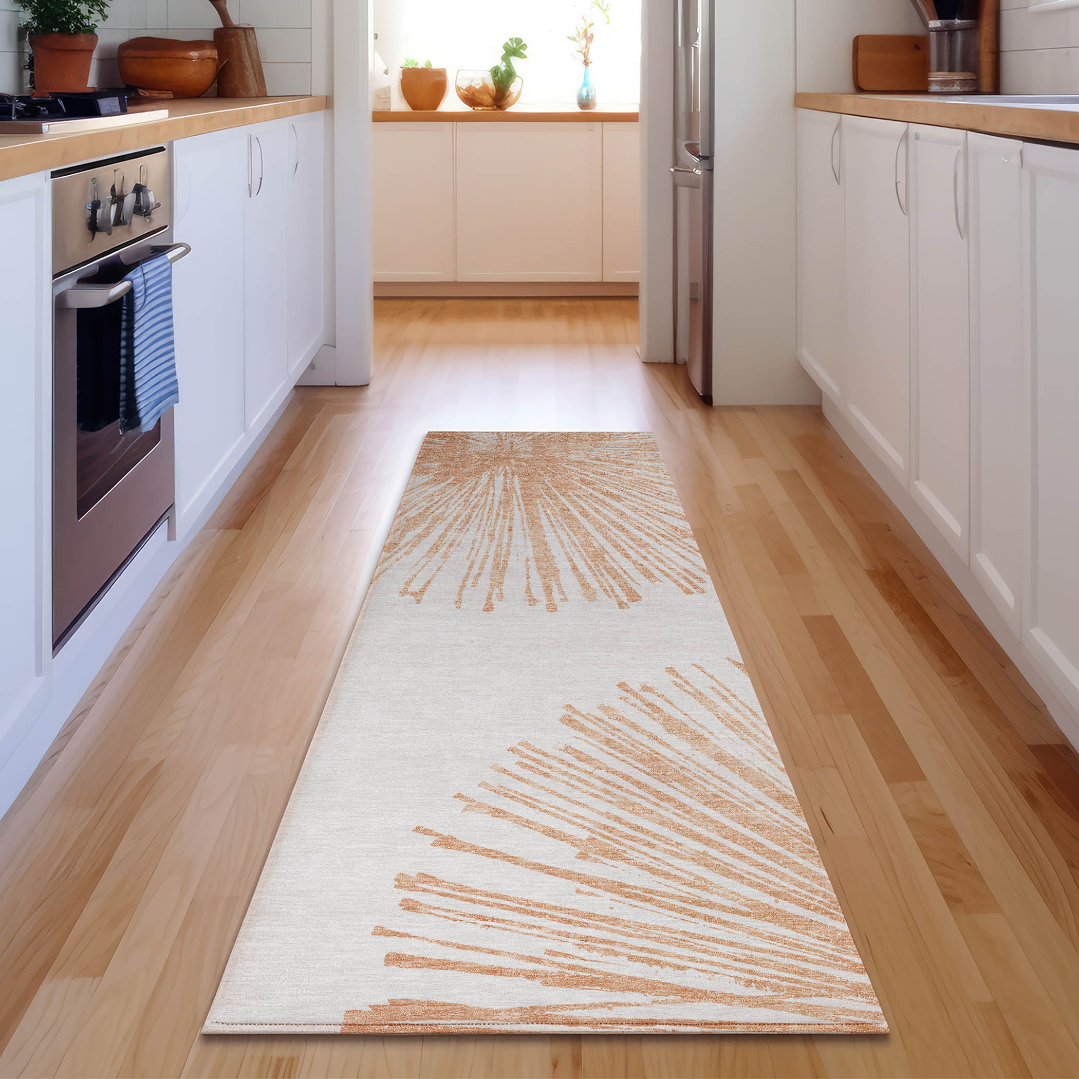 Addison Rugs AMF642SM2X8 Mayfield AMF642SM 2 x 7 (ft) Orange Rectangular Indoor Abstract Machine washable Pet Friendly Runner rug