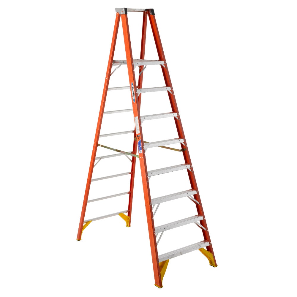 P6200 10-ft Fiberglass Type 1A-300-lb Load Capacity Platform Step Ladder in Orange | - Werner P6208