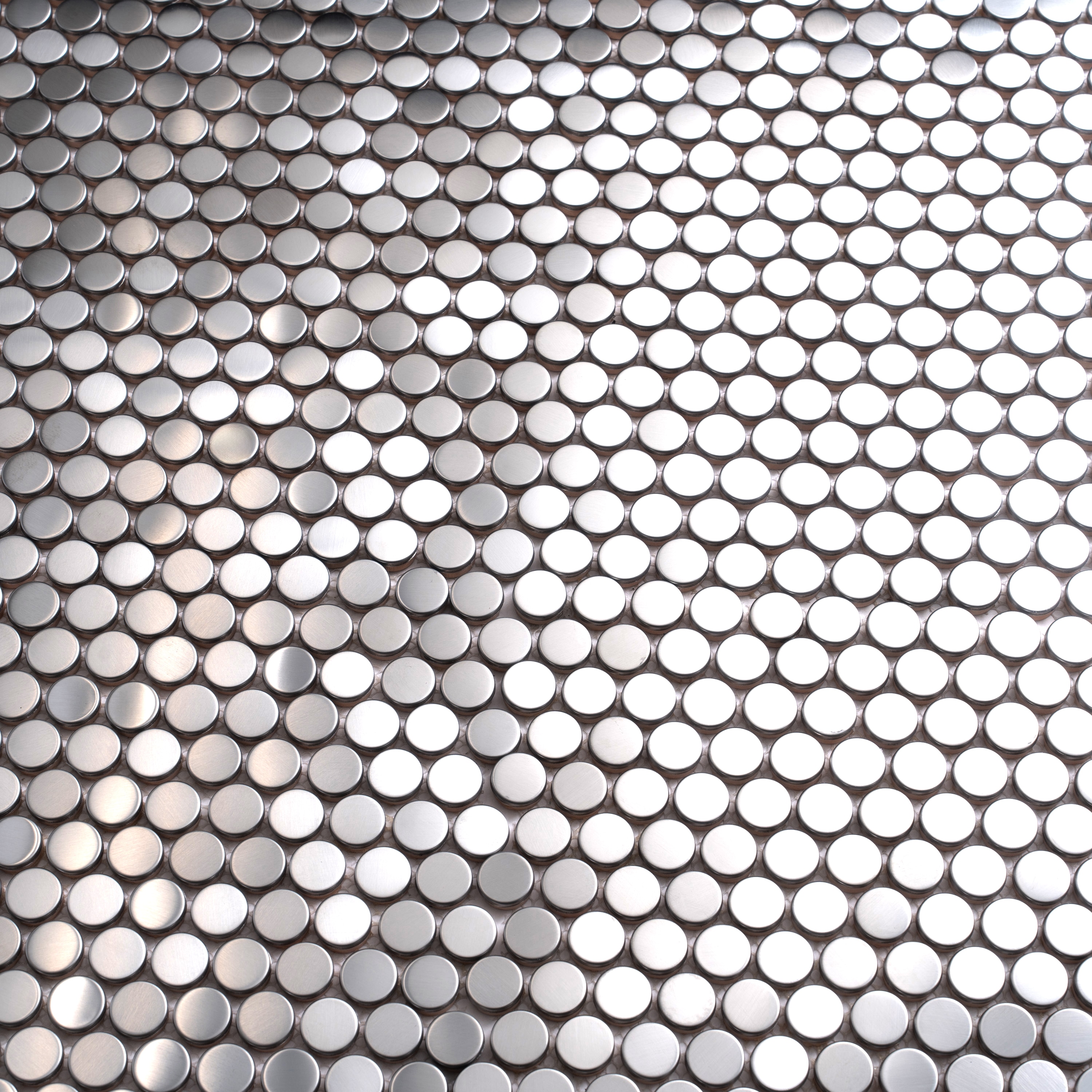 12" x 12" Polished Platinum Metal Penny Round Mosaic Tile