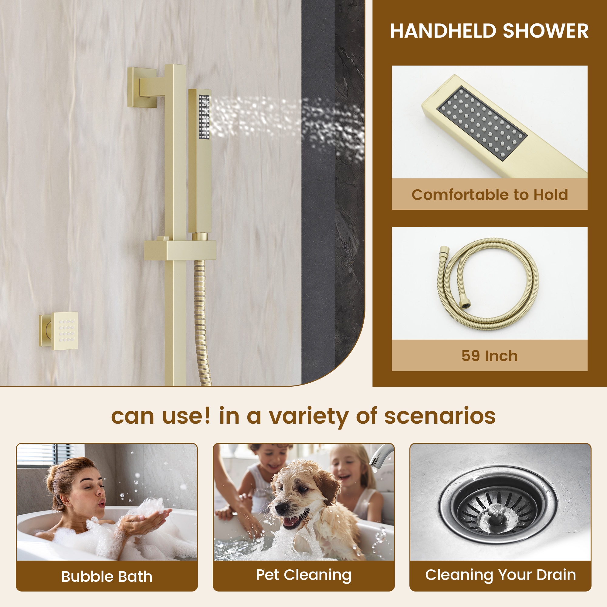 CASAINC CA-A4384-BG Showerhead-Bar-Panels - View #4