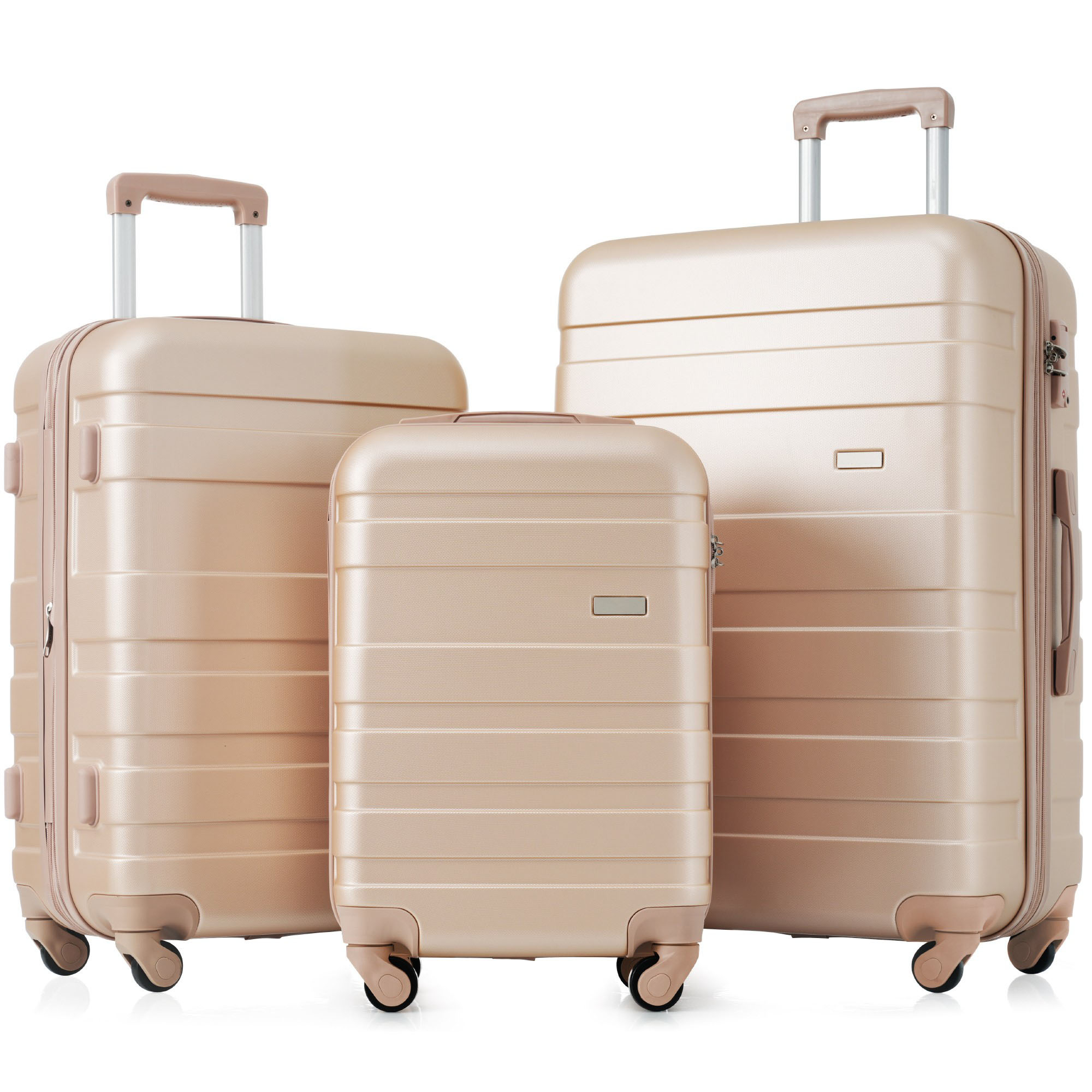 SINOFURN SYD9600017CH 19.6x12x29 Champagne Plastic Hardshell Suitcase set 3 -Bag