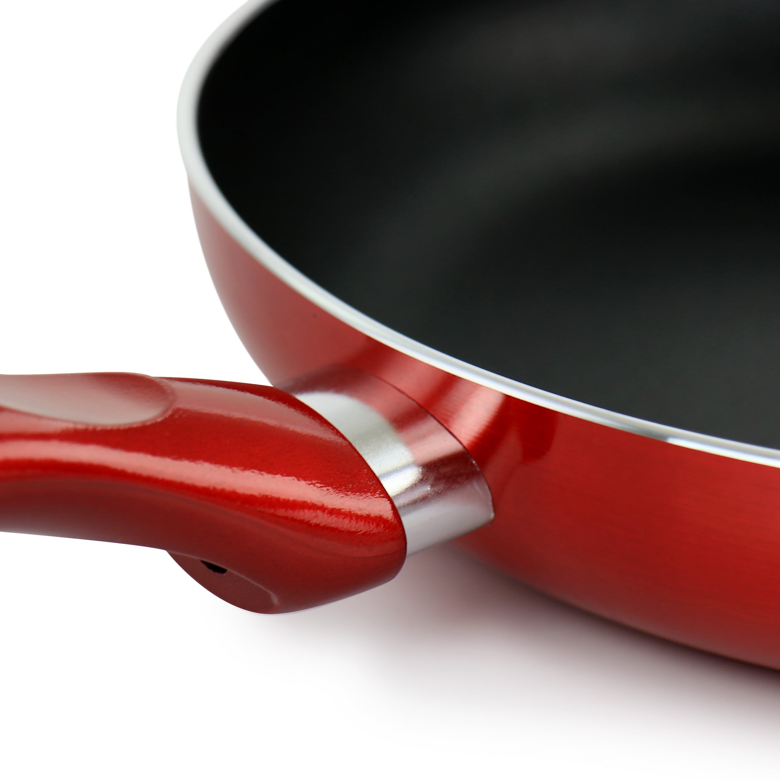 Better Chef 10in Silver Metallic Non Stick Gourmet Fry Pan in Red