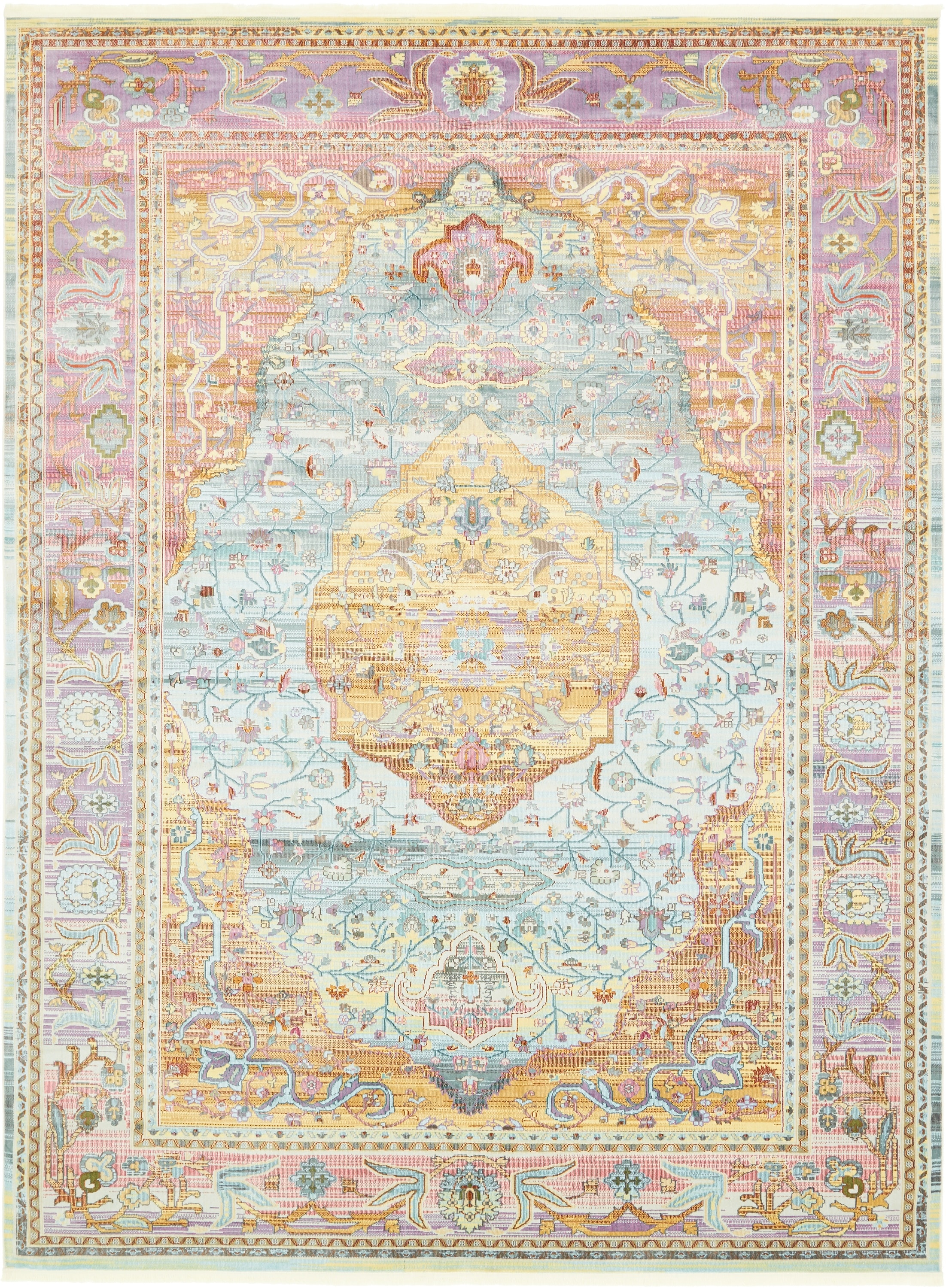 Unique Loom 3139554 Miramar Baracoa 10 x 13 (ft) Loomed Polypropylene Multi/Blue Rectangular Indoor Medallion Bohemian/Eclectic Area rug