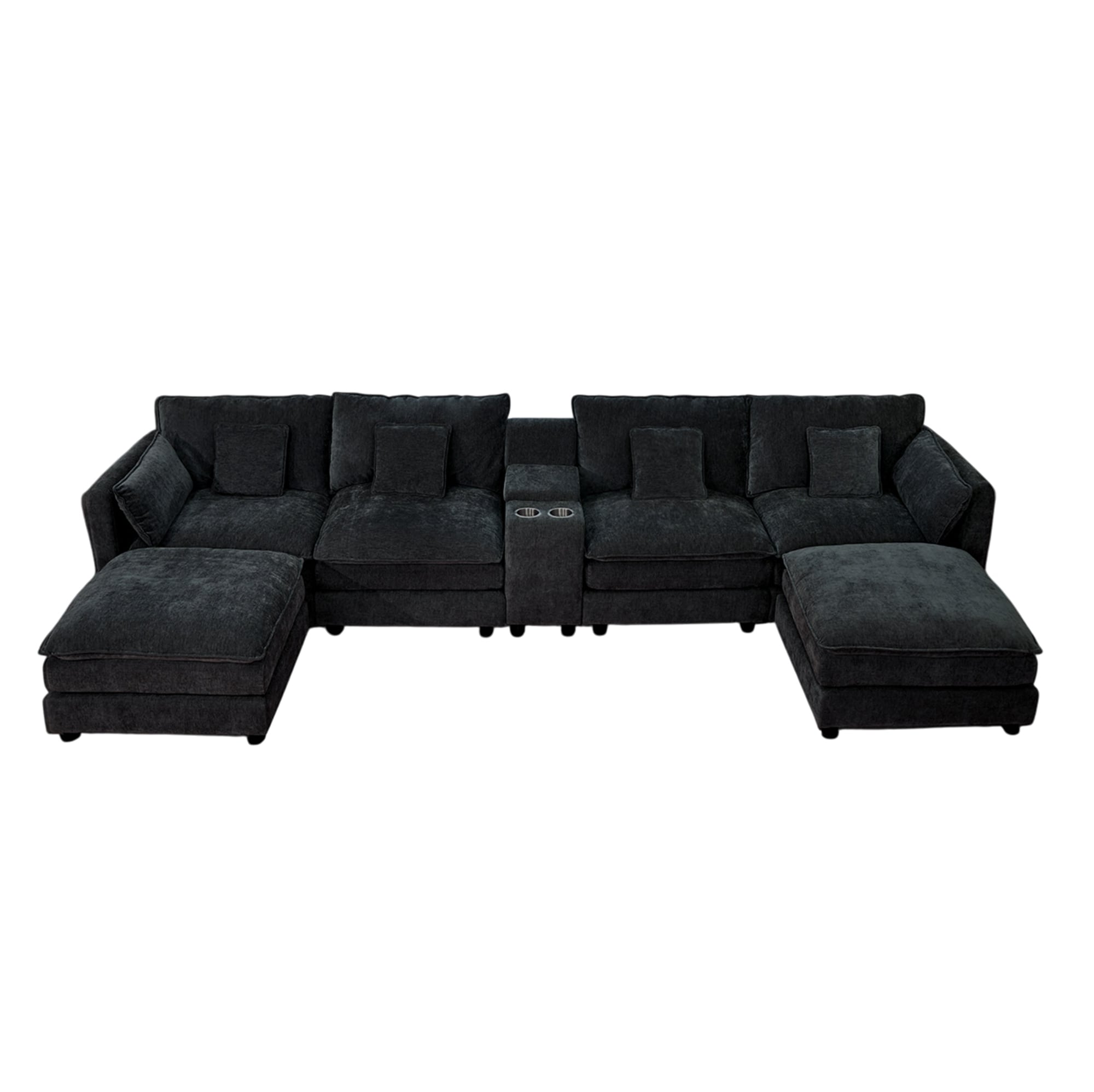 SINOFURN SYA020278BG 144.5-in W Modern Black 6+seats Sectional