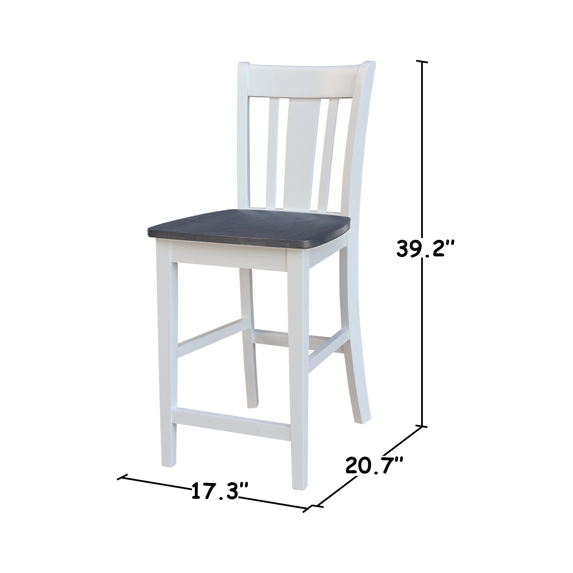 San Remo 24" White and Heather Gray Solid Hardwood Counter Stool