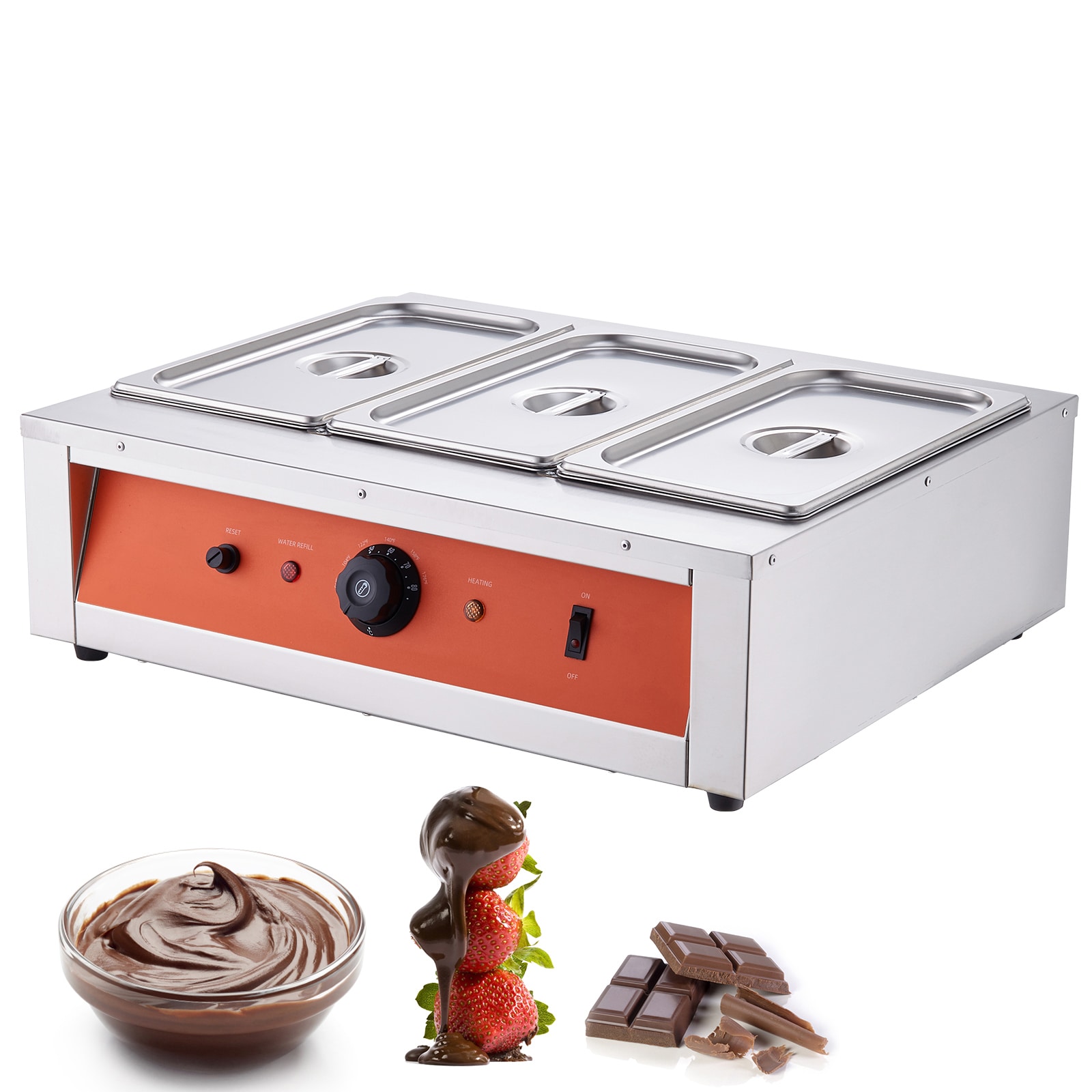 GIVIMO 26.5-lb 3-Tank Chocolate Tempering Machine with 1500-W Stainless Steel Melting Pot featuring 86 to 185-F Temp Control for Bakery Cafe Commercial #LW038GIVSS207