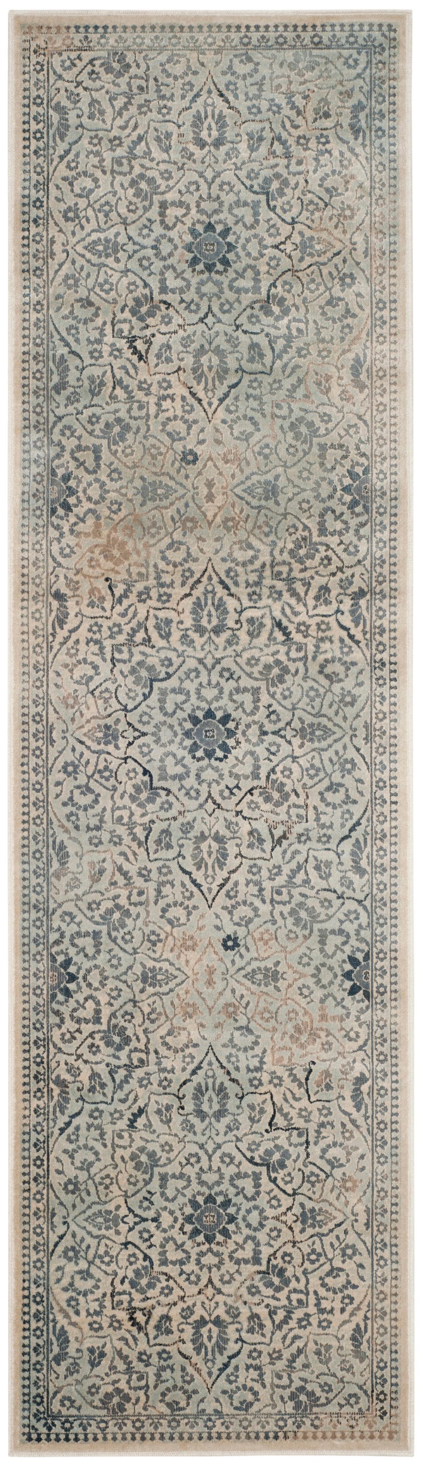Safavieh VTG175-7446-28 Vintage Ardebil 2 x 8 (ft) Loomed Synthetic Cream/Light Blue Rectangular Indoor Distressed/Overdyed Vintage Runner rug