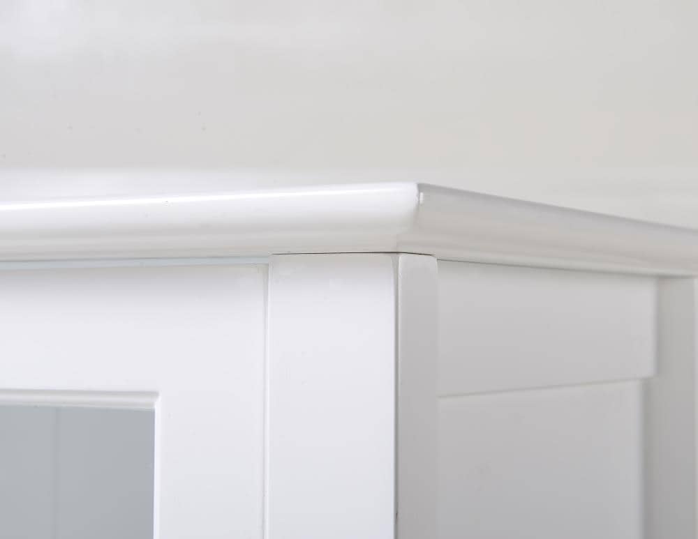 White MDF Glass Door Curio Cabinet with Shelves