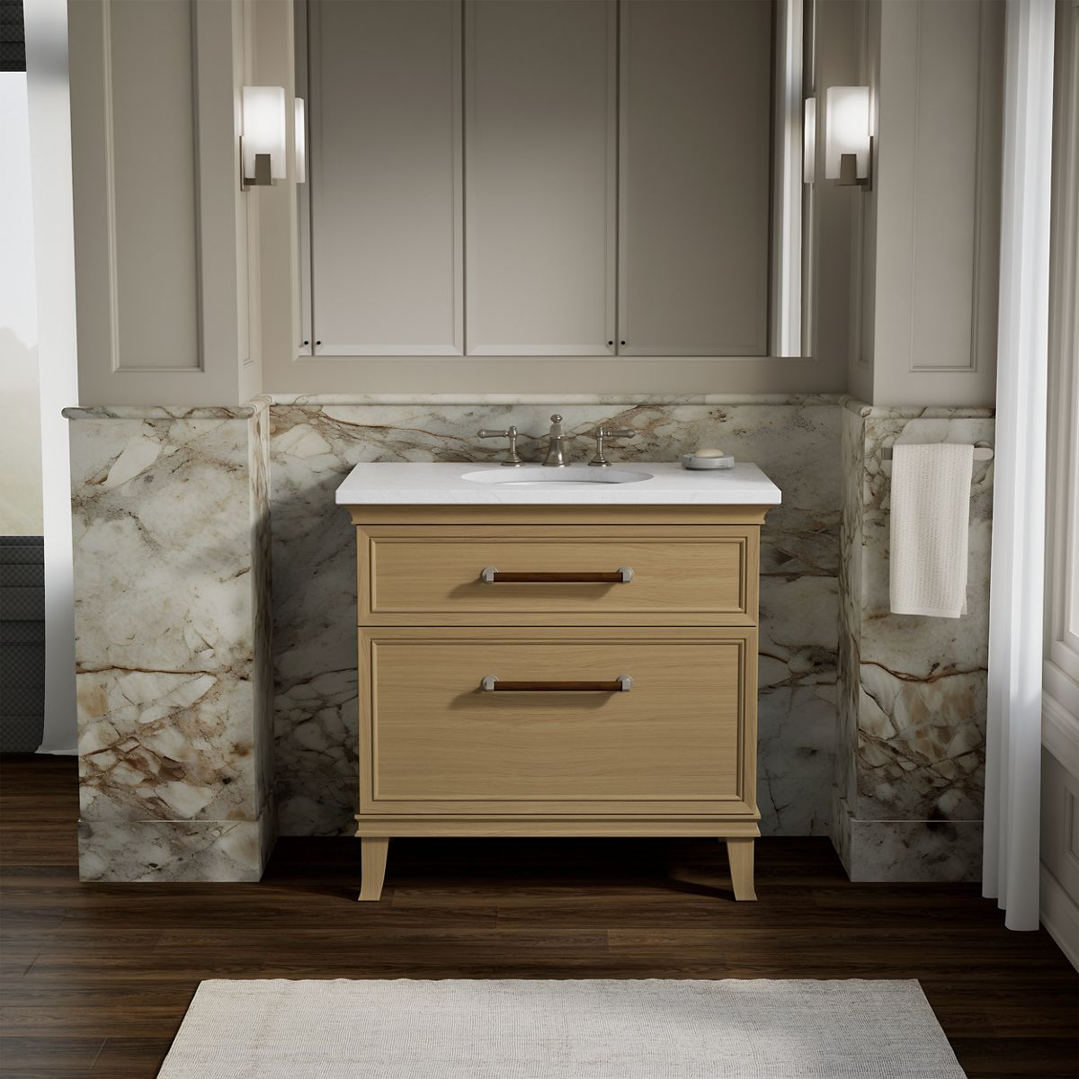 KOHLER 33559-WEK Artifacts 36-in Light Oak Bathroom Vanity Base Cabinet without Top