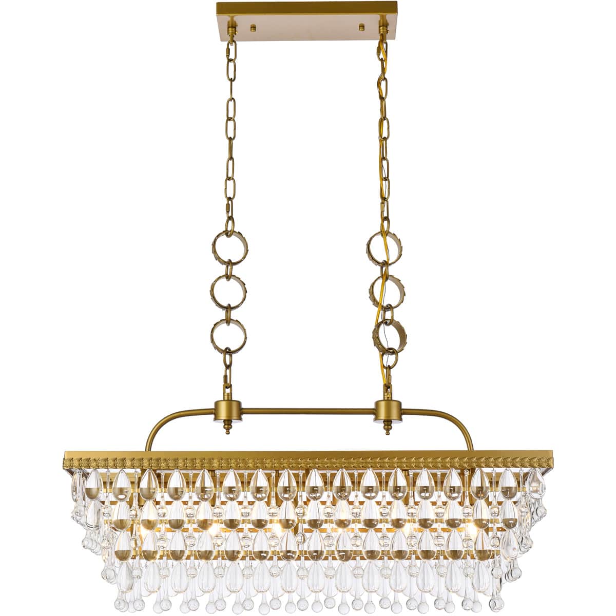 Elegant Lighting - 1219G32BR Nordic 6 Light 32 inch Brass Linear Pendant Ceiling Light