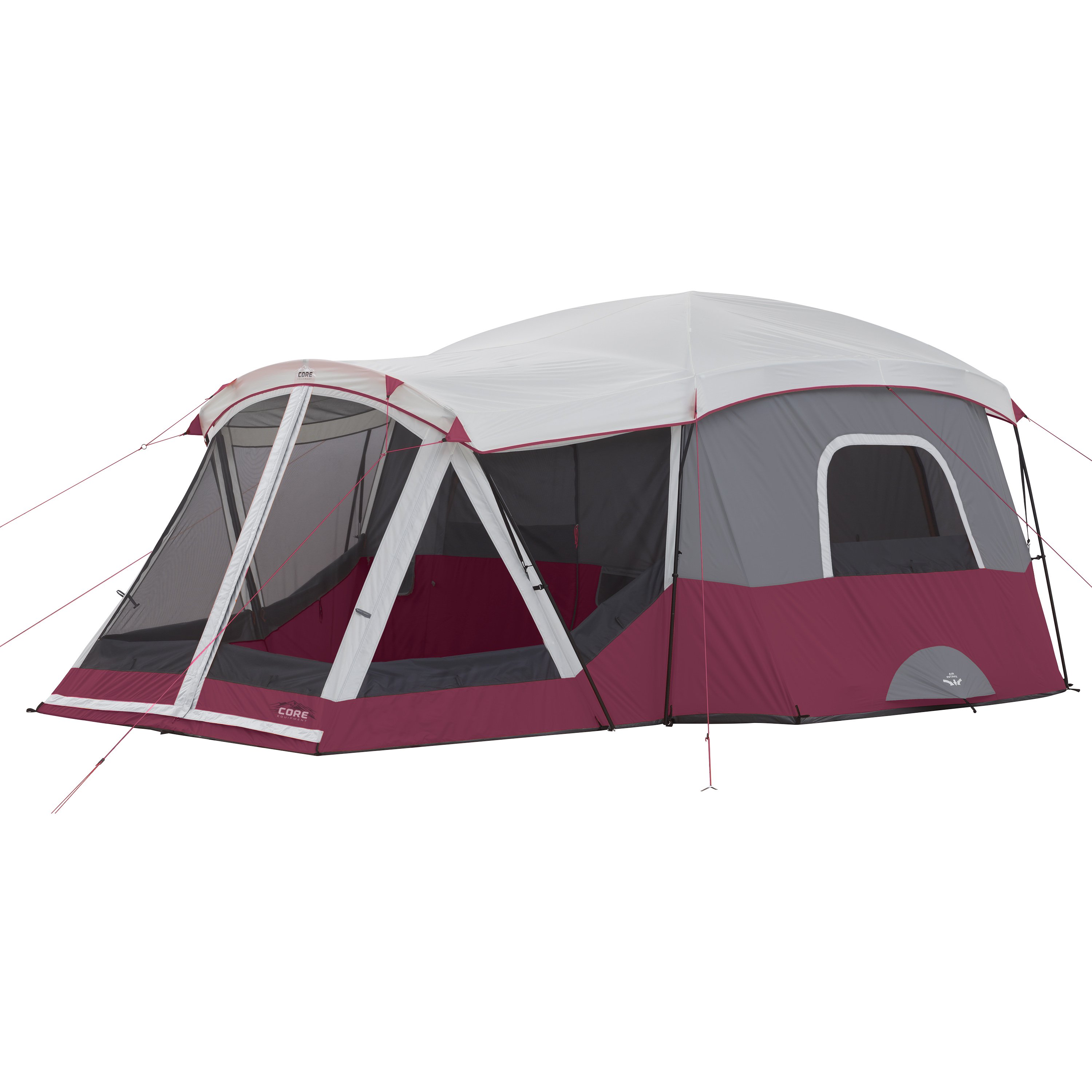 Core 6 Person Straight Wall Cabin Tent with a Screen Room