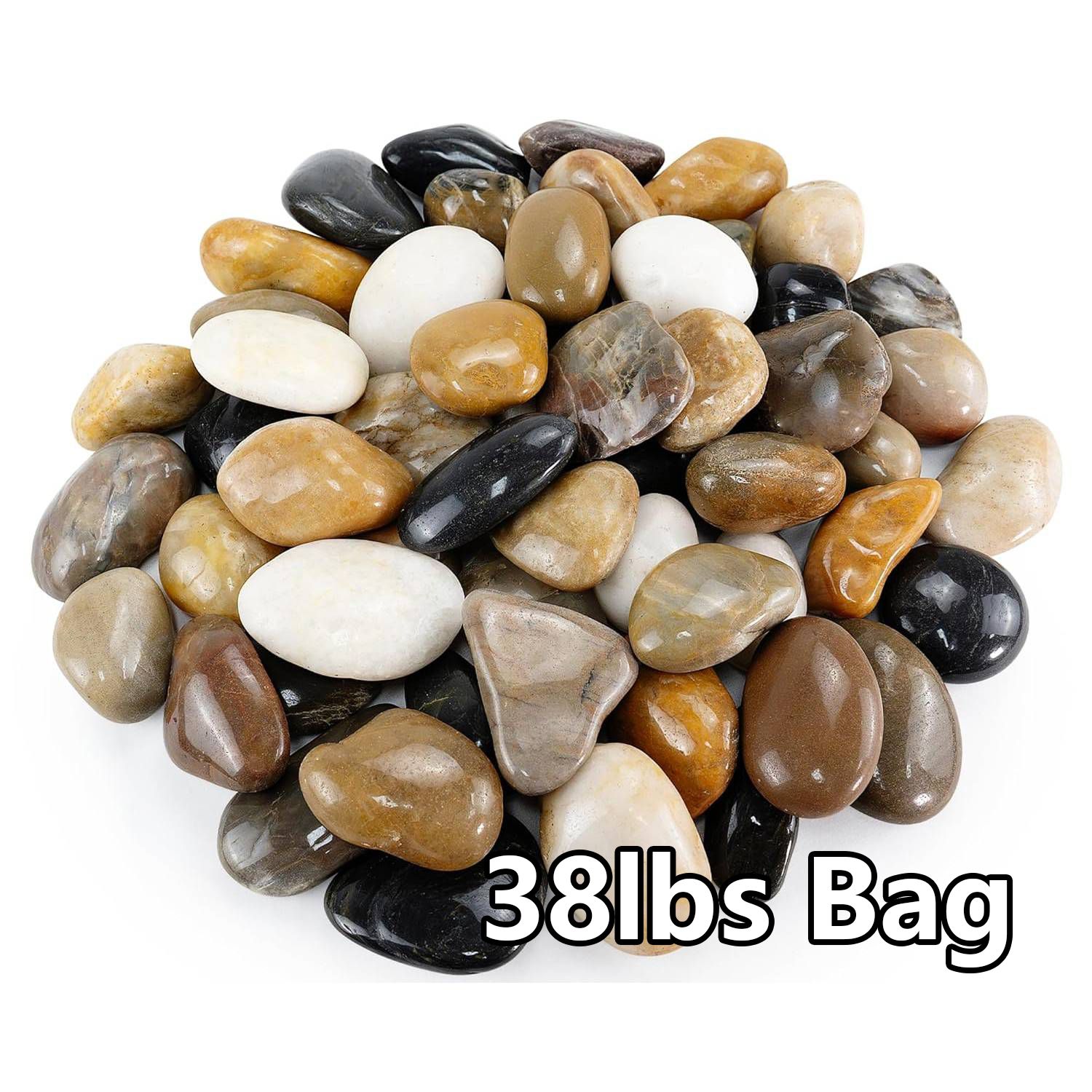 FANTIAN 38 lb Large Polished River Rocks 1 to 3 Inch Natural Decorative Stones for Landscaping Walkways Garden Beds Planters Vases and Crafts