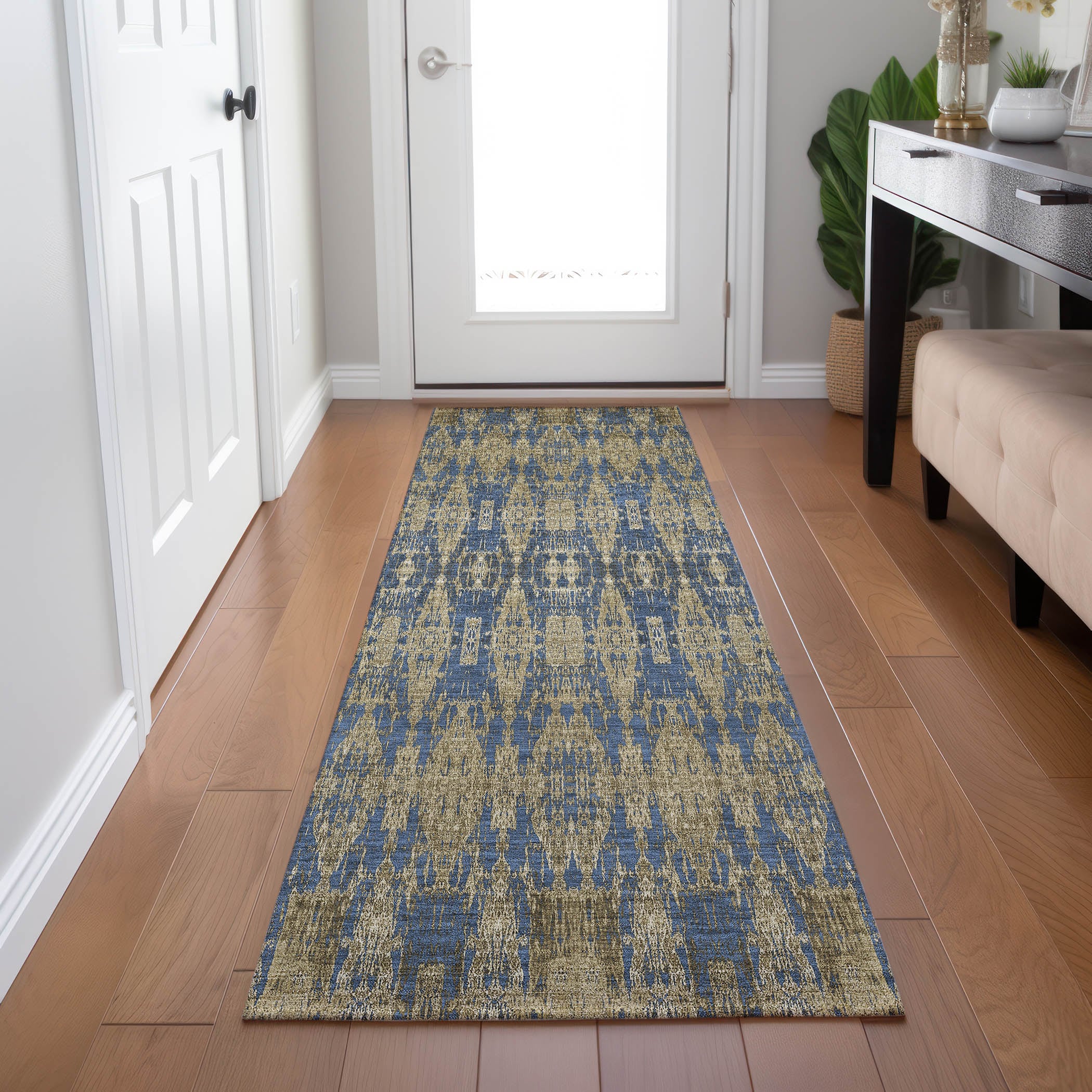 Addison Rugs ACN580BU2X8 Chantille ACN580BU 2 x 7 (ft) Polyester Blue Rectangular Indoor/Outdoor Geometric Moroccan Machine washable Runner rug