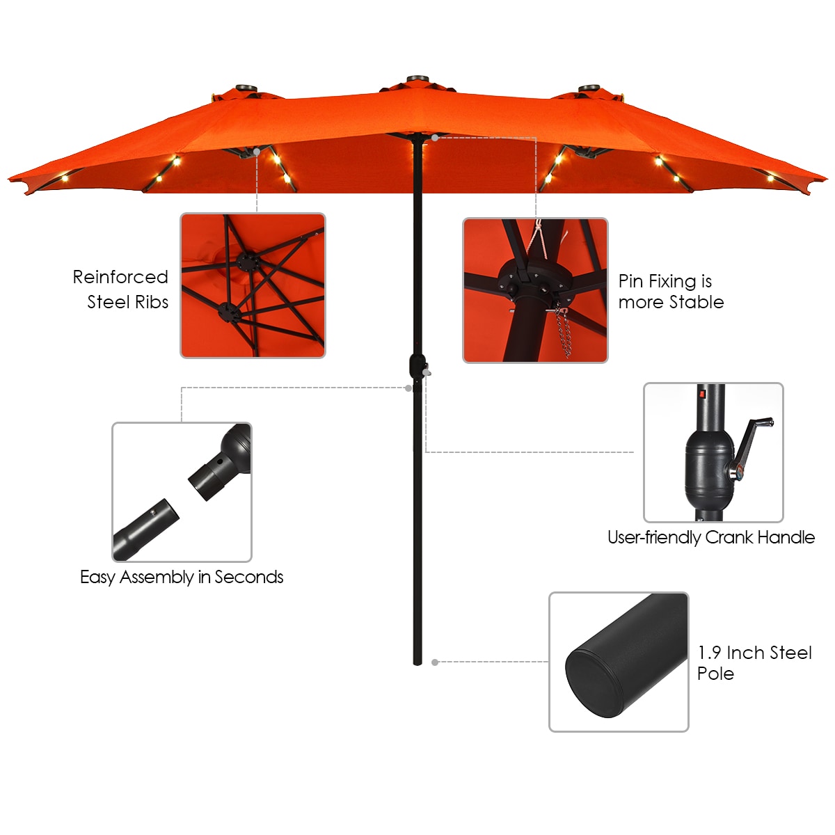 Costway OP70084OR Umbrellas-2 - View #10