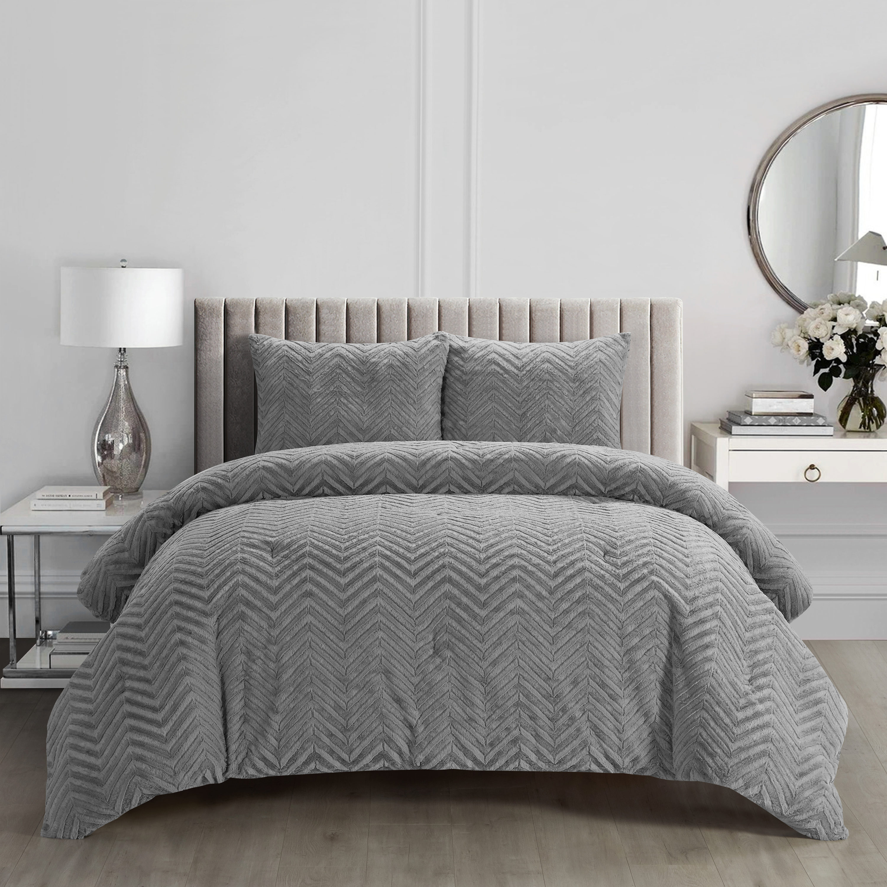 Grand Avenue 3-Piece Grey King Comforter Set in the Bedding Sets ...