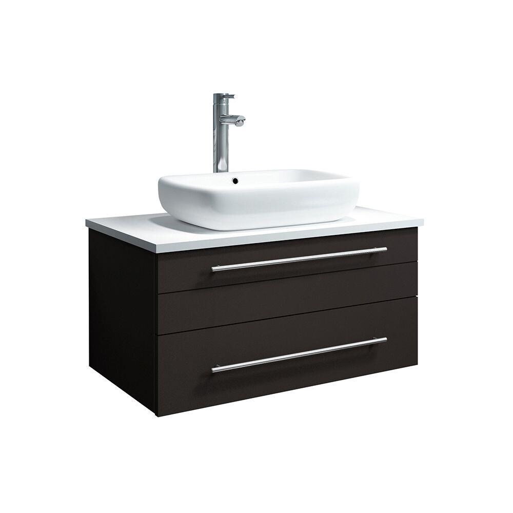 Lucera 30'' White Quartz Stone Wall-Mount Vanity