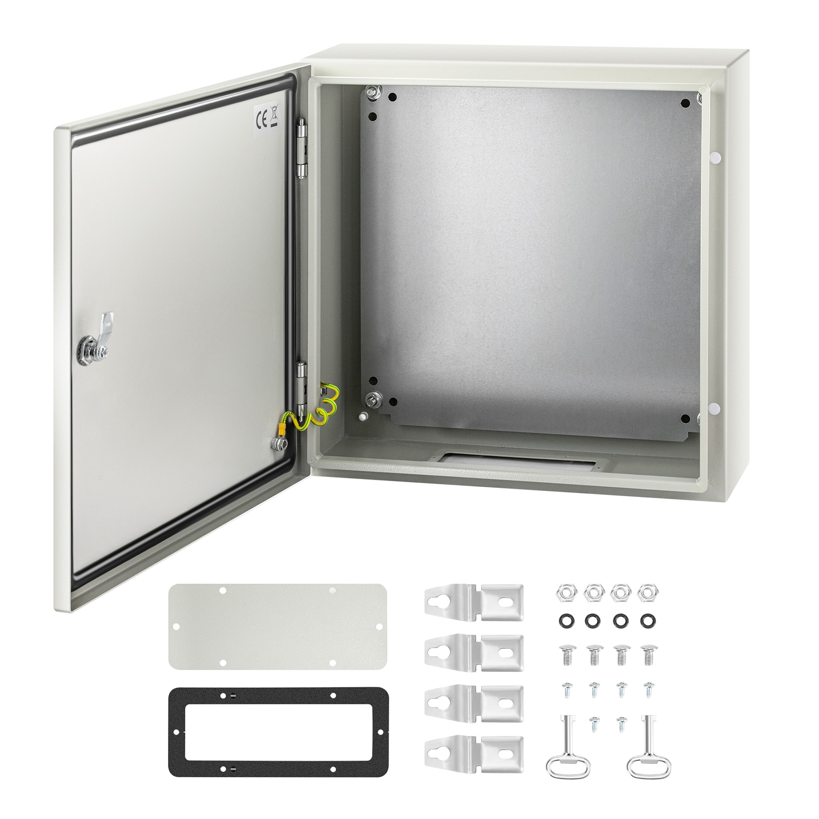 Mecale 20-in x 20-in x 6-in Carbon Steel Electrical Enclosure IP66 Hinged Lockable Junction Box with Galvanized Backplate