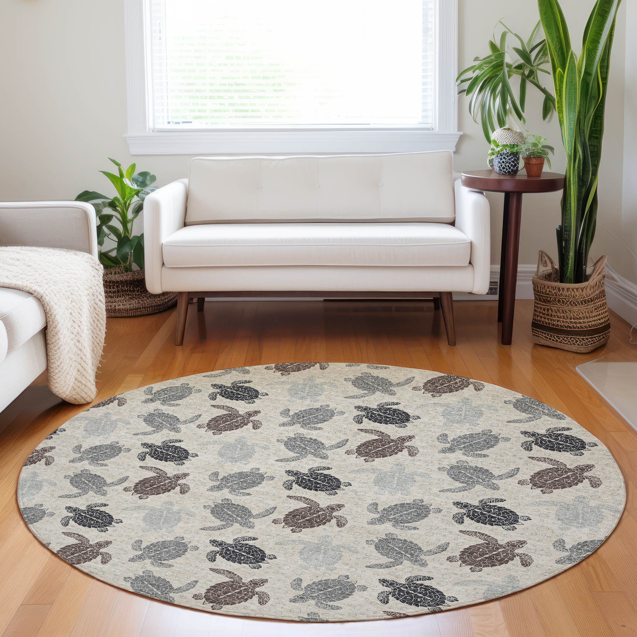 Addison Rugs AMF192SD8RO Mayfield AMF192SD 8 x 8 (ft) Loomed Polyester Sand Round Indoor Geometric Machine washable Area rug