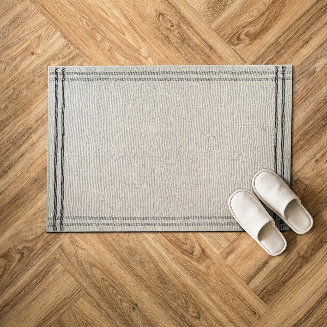 PIGFDK Bordered Bone Black 2x3 ft Rectangular Indoor Outdoor Area Rug ...