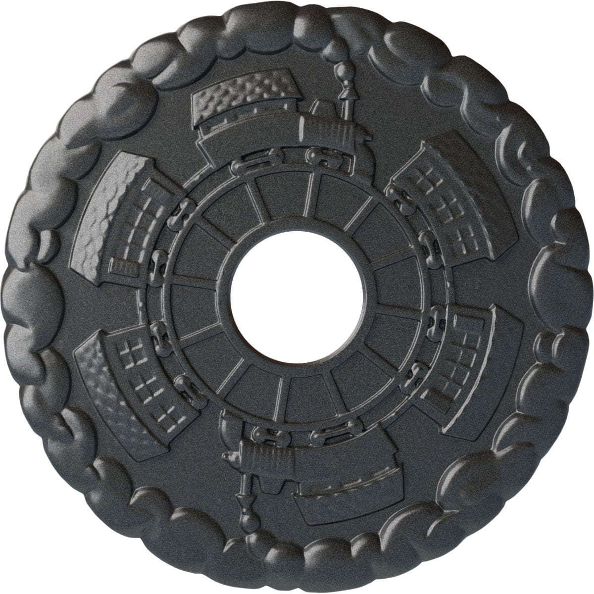 Ekena Millwork CM18KDPES Kendall Train Station 18.5-in W x 18.5-in L Painted Pewter Polyurethane Whole Ceiling Medallion