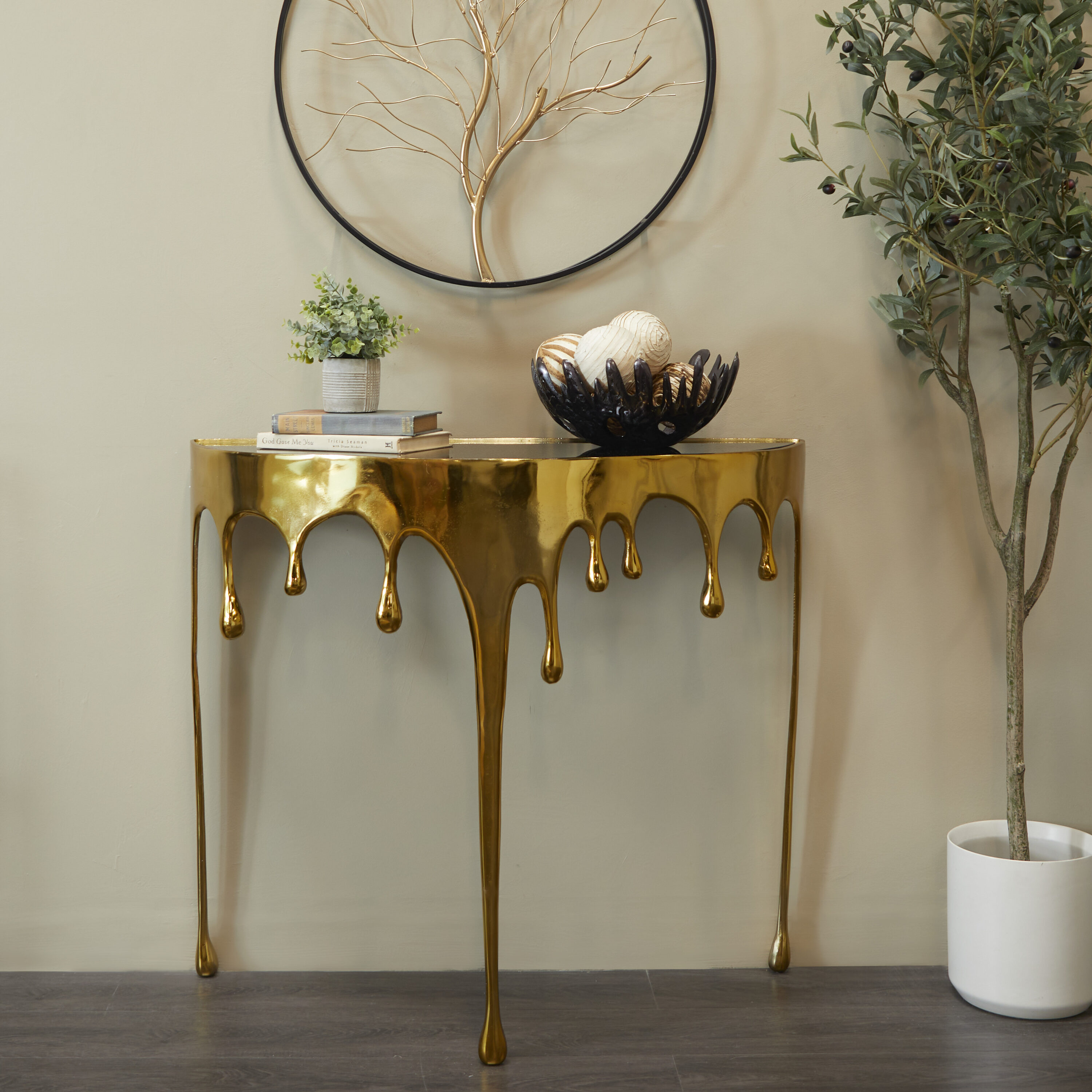 Grayson Lane 820197 Modern Gold Drip Console table