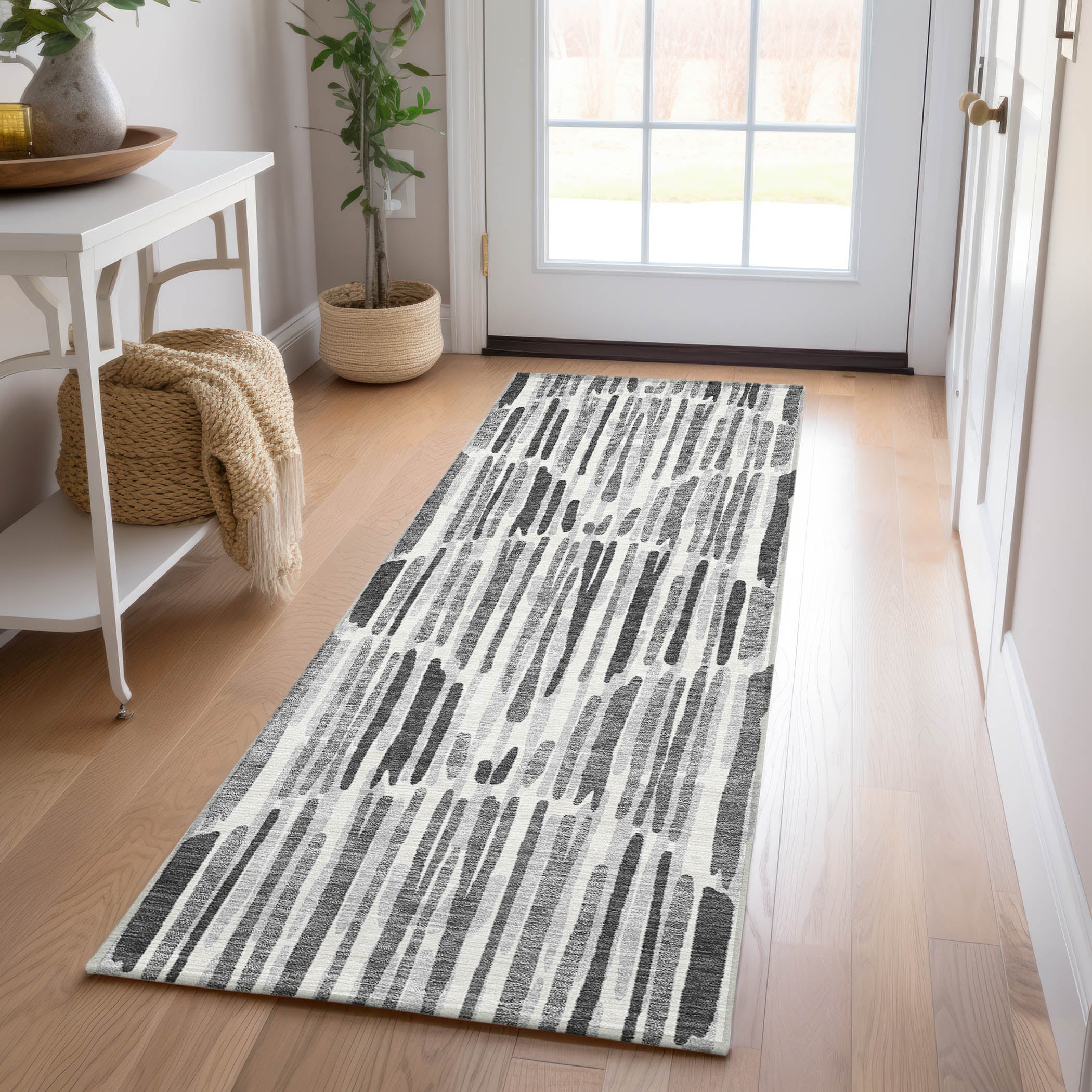 Addison Rugs ACN739GY2X8 Chantille ACN739GY 2 x 7 (ft) Polyester Gray Rectangular Indoor/Outdoor Geometric Machine washable Area rug