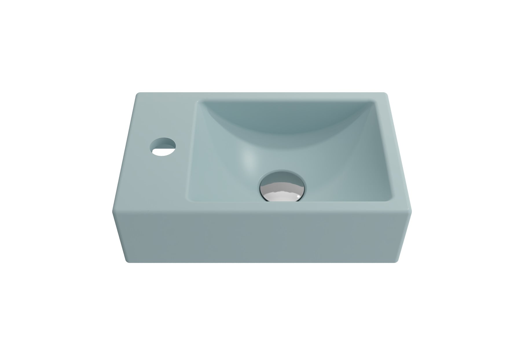 Milano Matte Ice Blue Ceramic Wall-Mount Rectangular Sink, 14.5-Inches