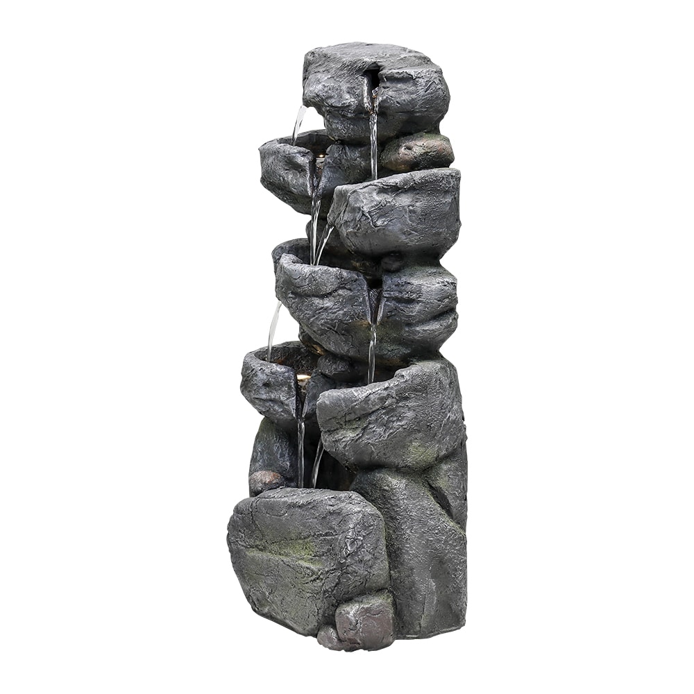 Watnature 31.4-in H Resin Rock Outdoor Fountain Pump Included at Lowes.com