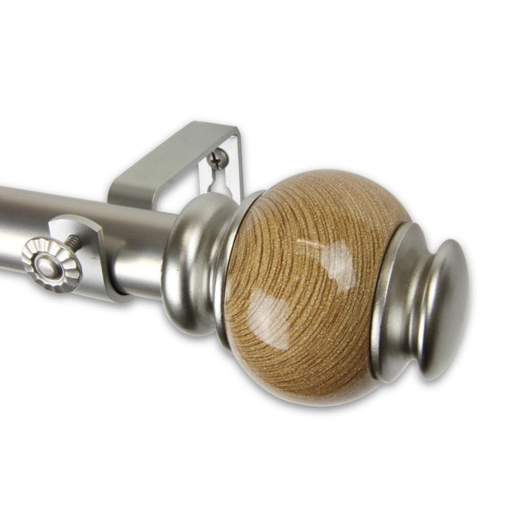 Hart & Harlow L100-25-665 Mariam 1-in 66-in to 120-in Satin nickel Steel Single curtain rod with Finials