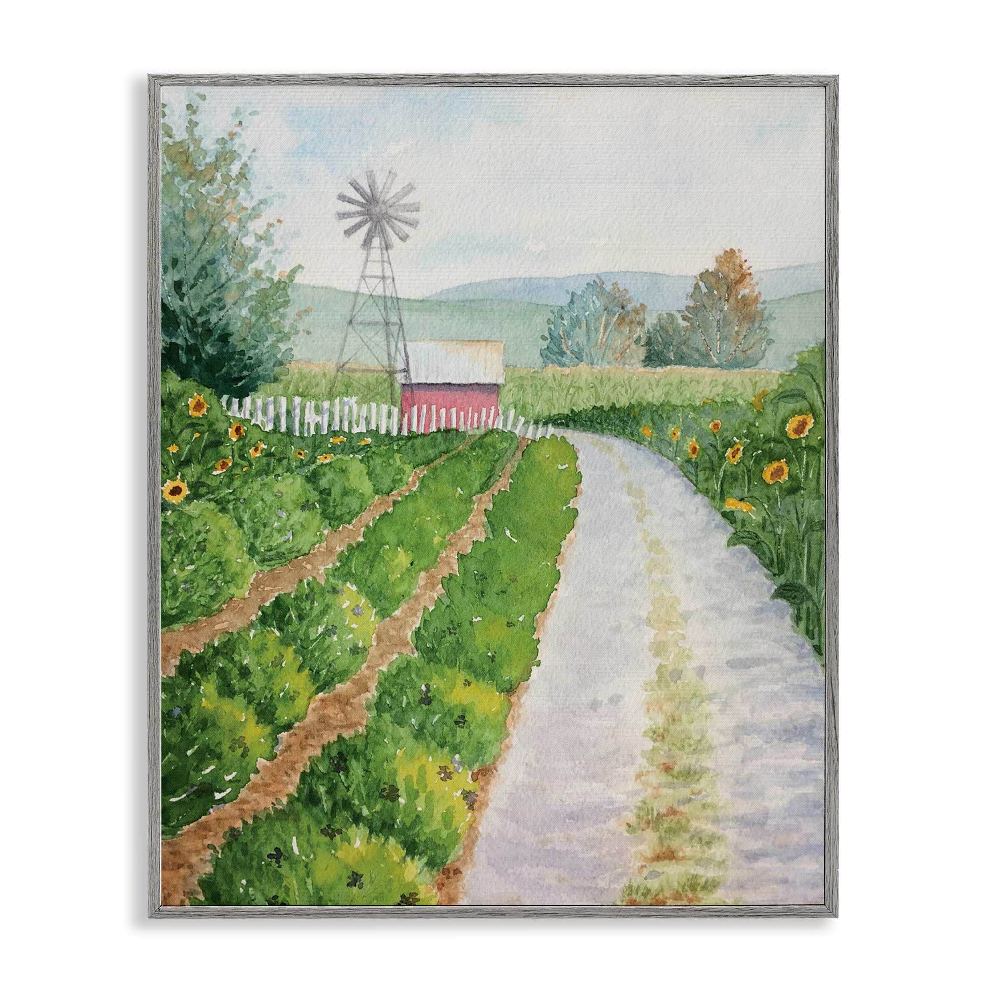 Stupell Industries BS-572-GFF-16X20 Tranquil Farm Path Gray Framed Giclee Art By Stephanie Fielden 16 x 20