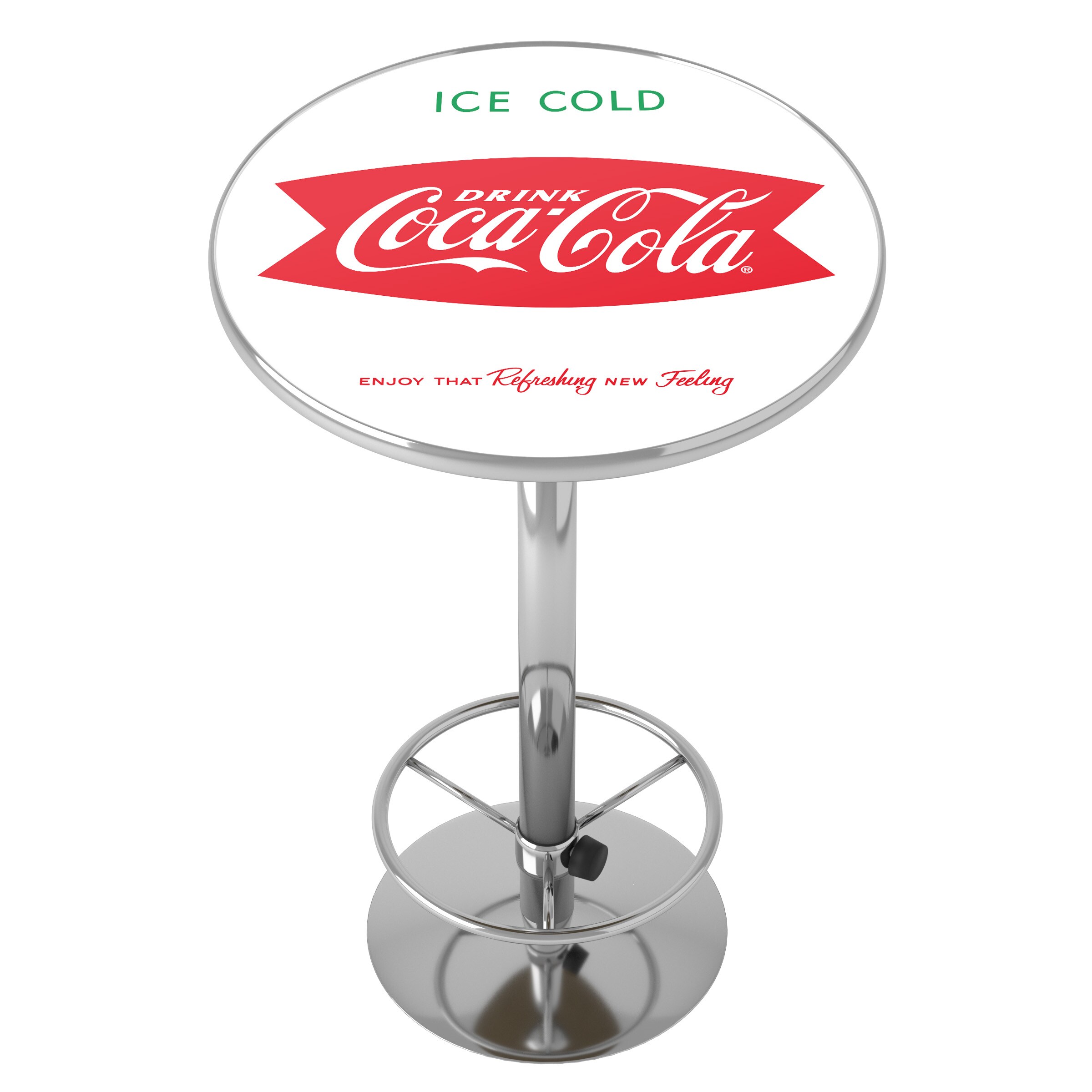Trademark Gameroom COKE-2000-V8-S Pub Tables White Round Traditional Bar Table, Composite with Metal Metal Pedestal Base 27.375-in L x 42-in H