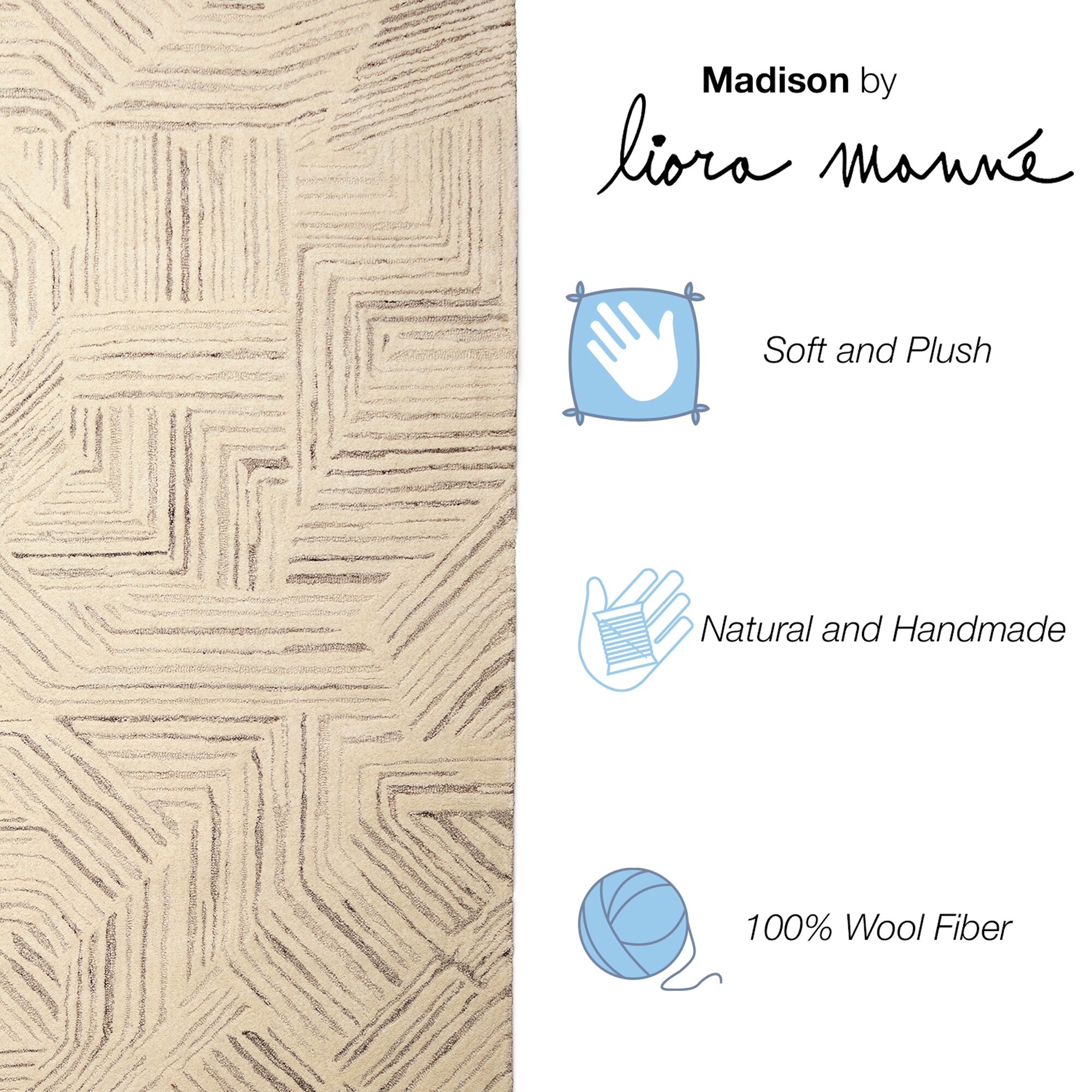 Black Geometric Tufted Wool and Synthetic 5' x 7' Rug